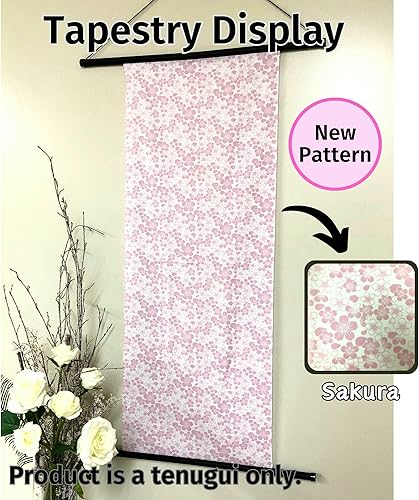 Miniatura 2 de Toalla japonesa Tenugui con procesamiento de prevención de deshilachado, tradicional, hermoso patrón Sakura rosa sobre blanco, 12.99 x 34.64