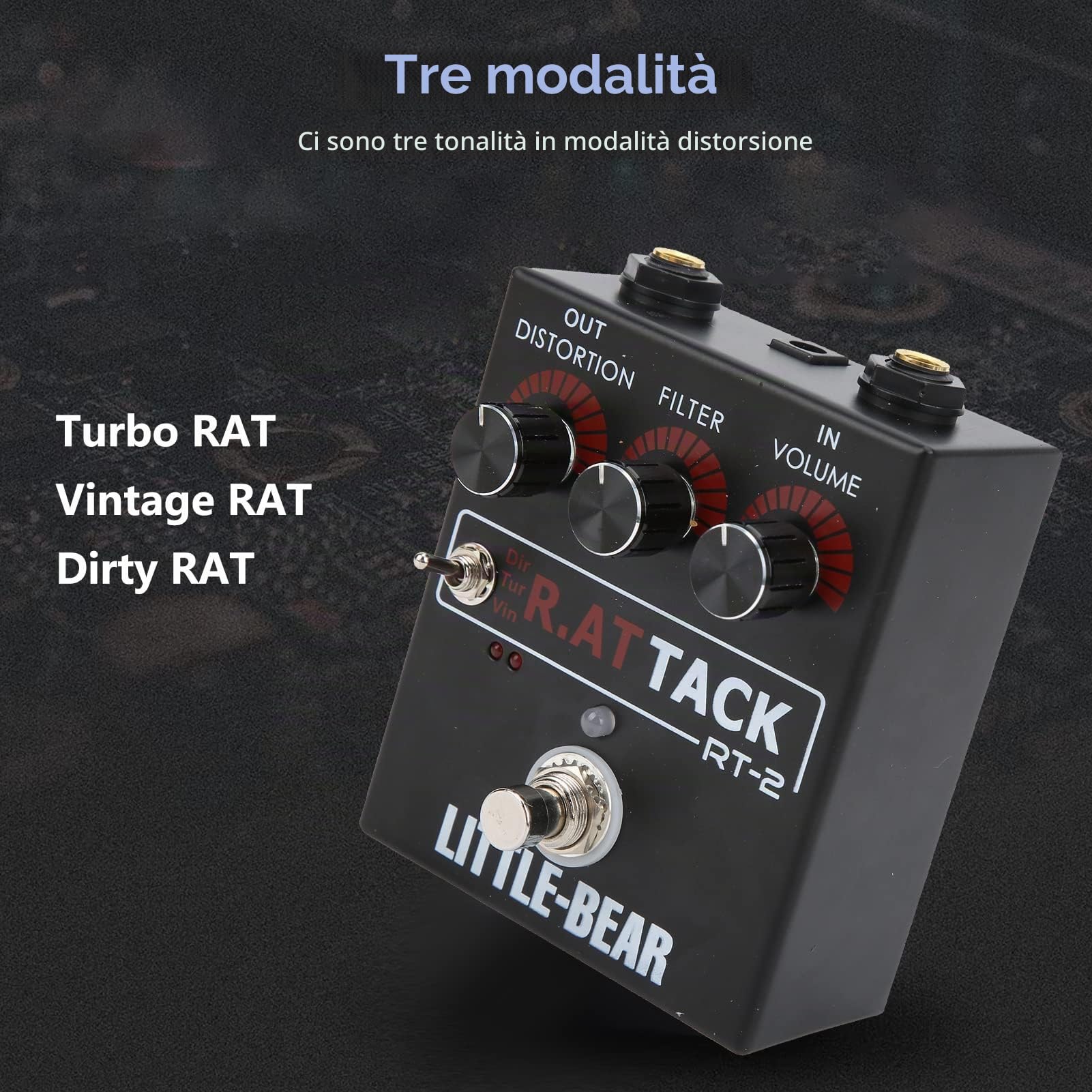 Distortion Guitar Pedale Black 3 Level Electric Guitar Distortion Effector per RAT Tone Singolo Effetto Accessori LM308N