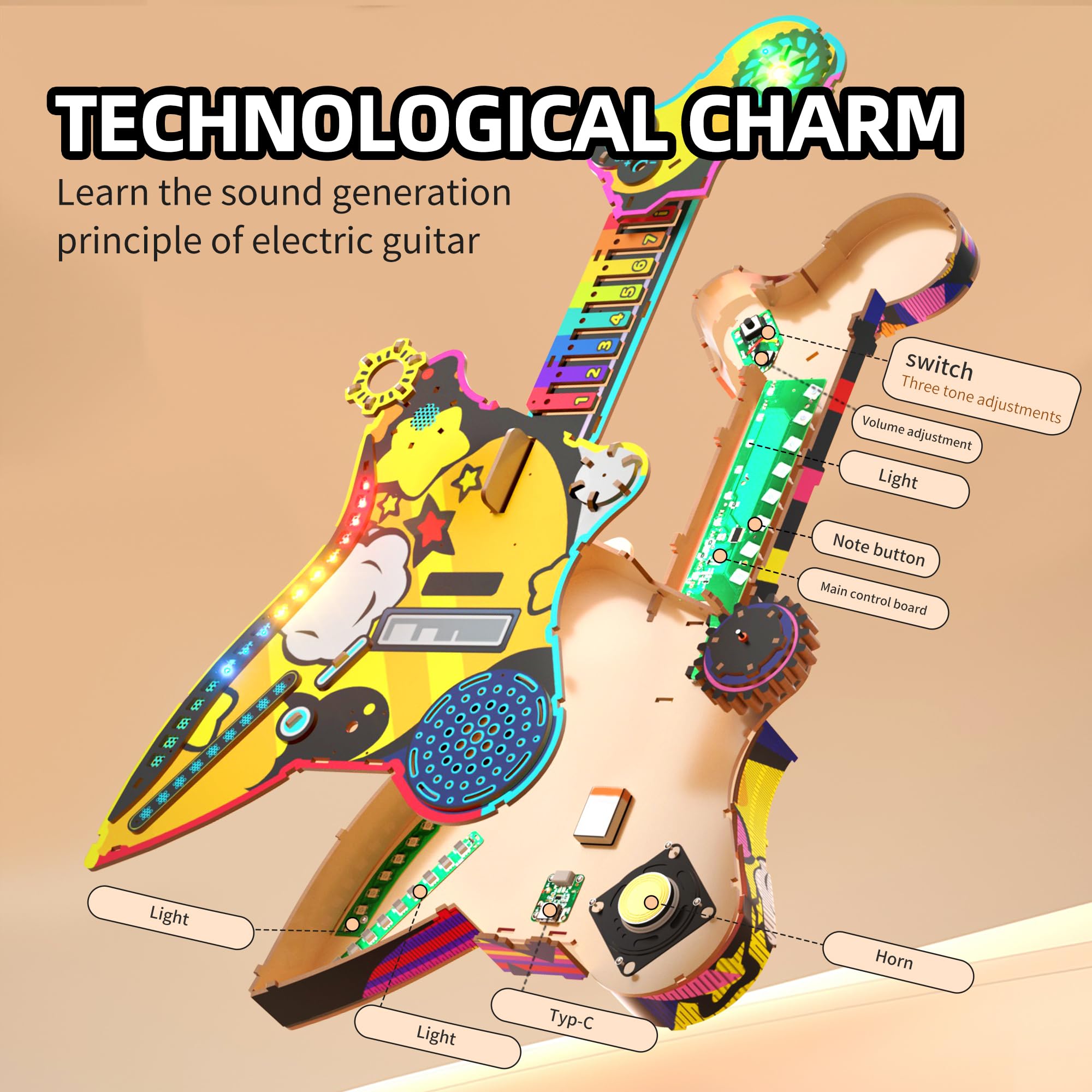 Amazon.com: FoxiSteam DIY Electric Guitar 3D Puzzle: Build and