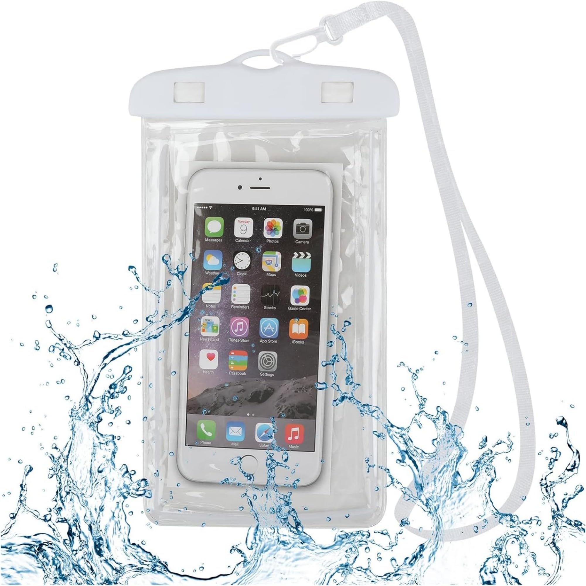 AERRYORD Waterproof Phone Case Small Pouch Beach Dry Bag with Cell Phone Hook Lanyard, Water Proof Phone Protector Gasbag Pouch, Underwater Snorkeling and Swimming Phone Airbag Clear Case (White)