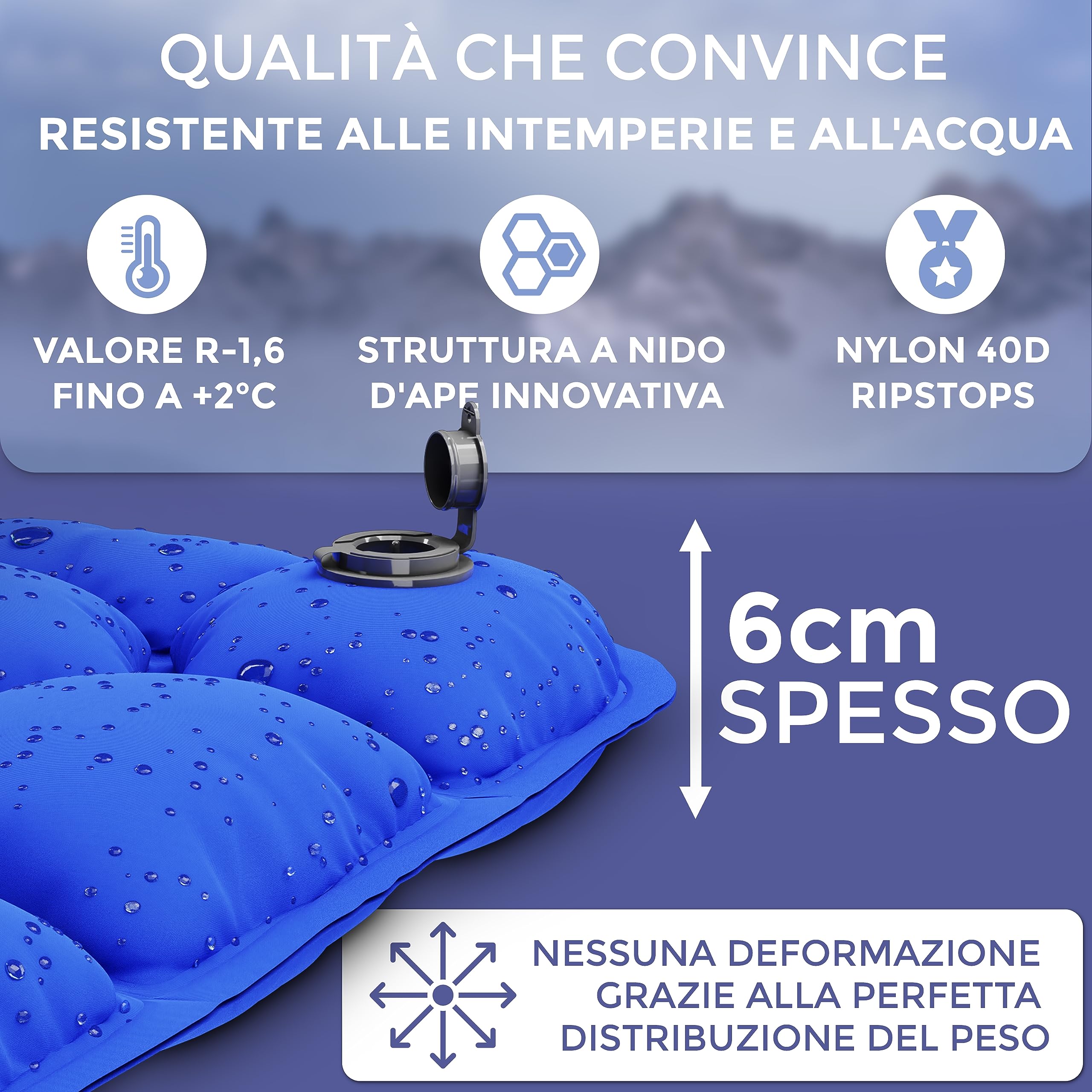 Alpenwert® Materassino isolante per esterni [piccolo ingombro & ultraleggero] materasso ad aria perfetto per campeggio, escursionismo, zaino in spalla UVM. - Tappetino gonfiabile