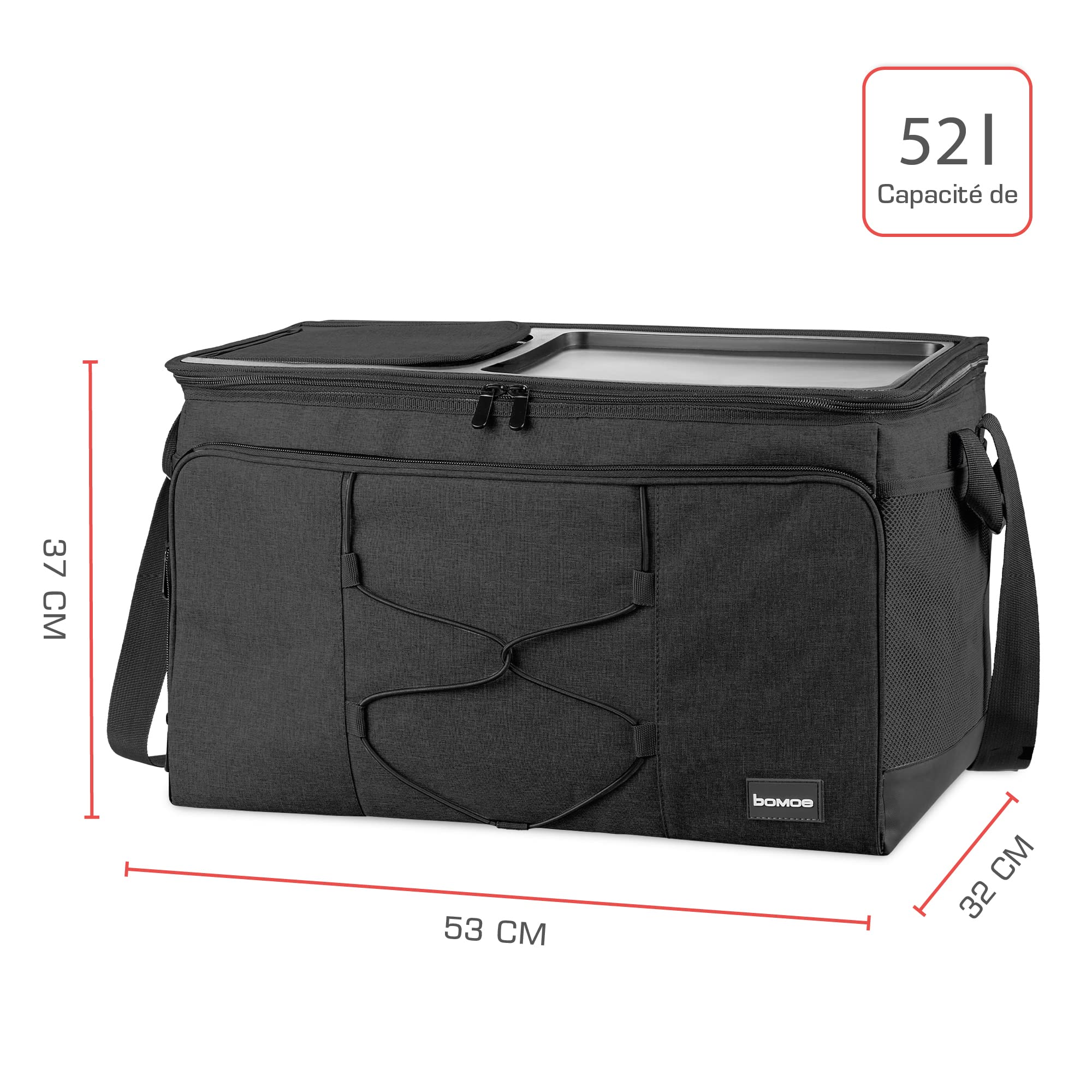 bomoe Sac Isotherme Repas 25l/45l/52l– Glacière Souple Extérieure avec 16h Fonction Refroidissement – Sac Pique Nique Isotherme pour Voyage, Barbecue Lunch Bag – Gris ou Anthracite – IceBreezer