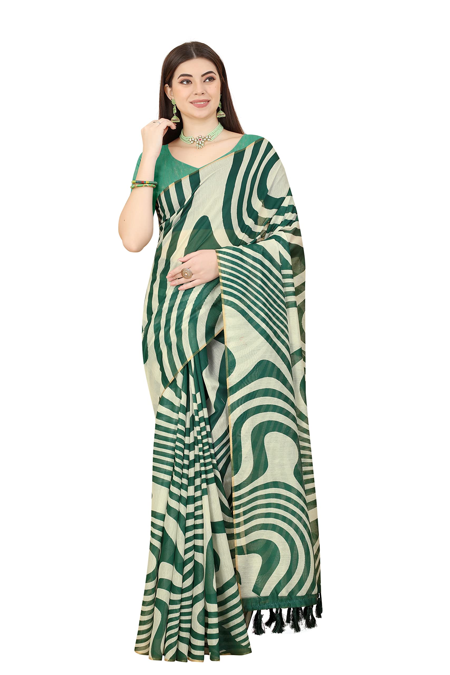 Enthone Women's Chanderi Digital Print Saree(SZ-OJAS)