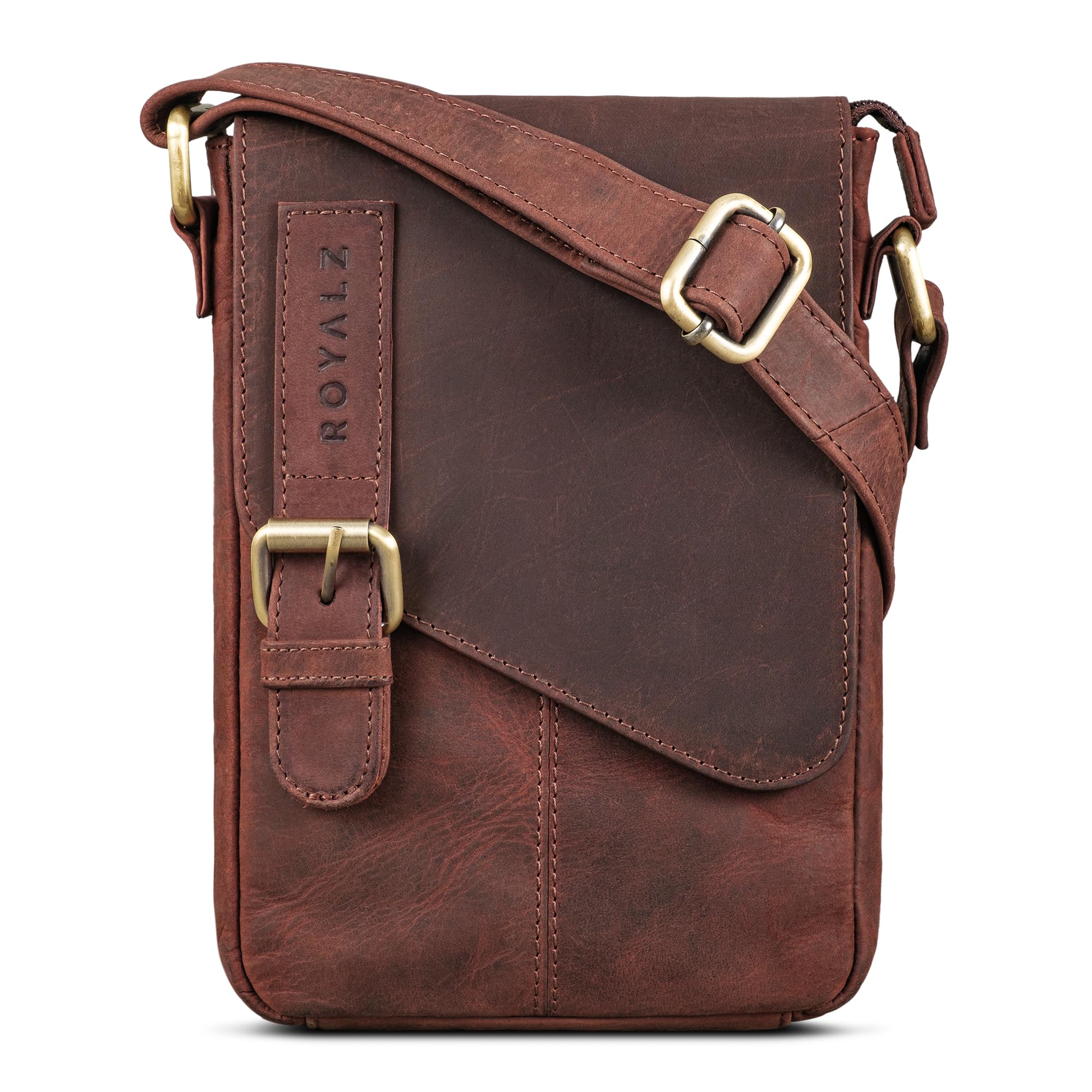ROYALZ "Louisiana Leder Umhängetasche Klein für Männer Herren Ledertasche Mini Seitentasche Vintage Look Tasche zum Umhängen;Farbe:Schwarz