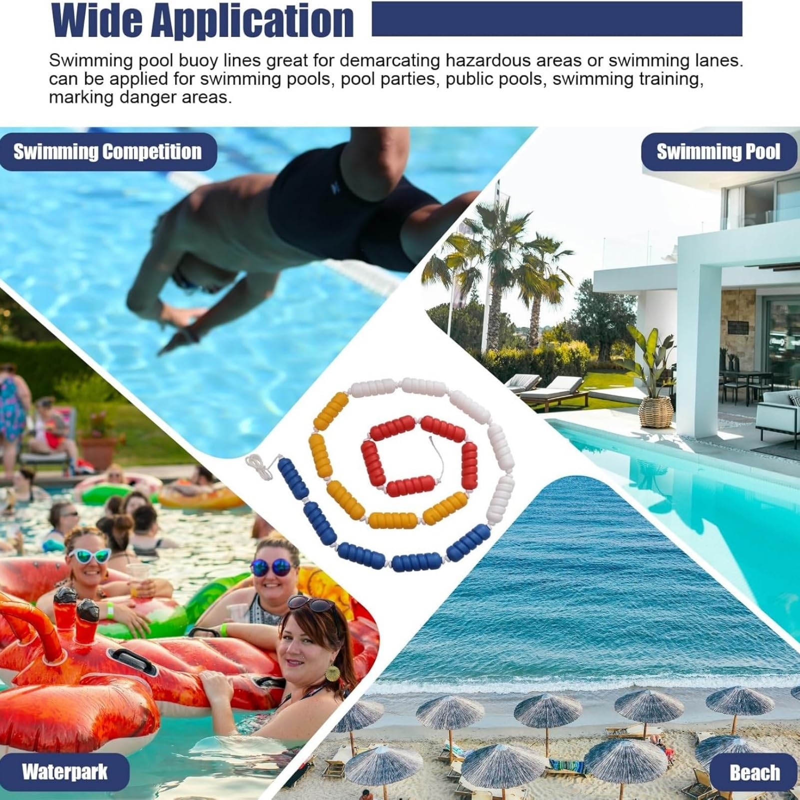 Barrière de sécurité pour piscine, design flottant réglable, durable et facile à installer pour une utilisation en intérieur/extérieur, haute visibilité pour plus de sécurité