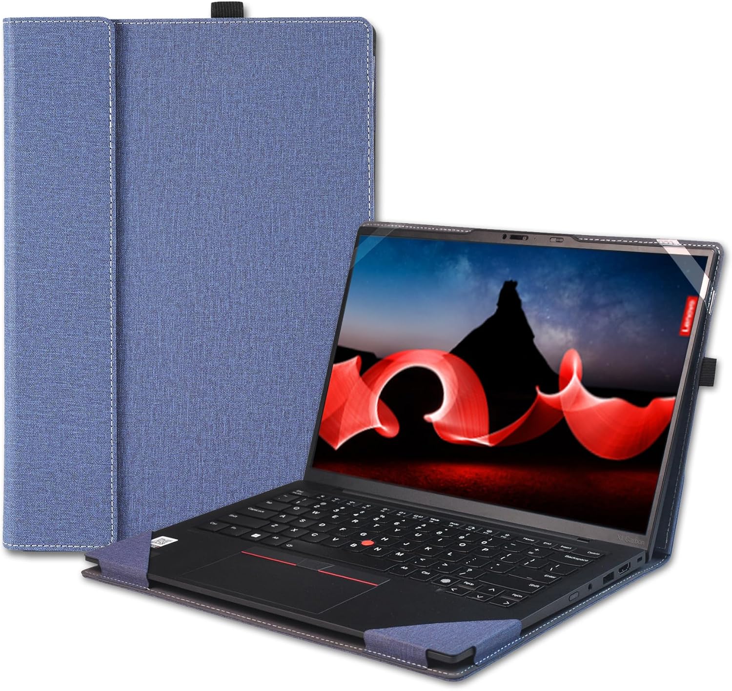 New Laptop Cover Case for 14 inch Lenovo Thinkpad X1 Carbon Gen 12 Gen13& for ThinkPad X1 2-in-1 Gen 9,PU Leather Protective Sleeve Bag with Heat Dissipation Bracket (Dark Blue)