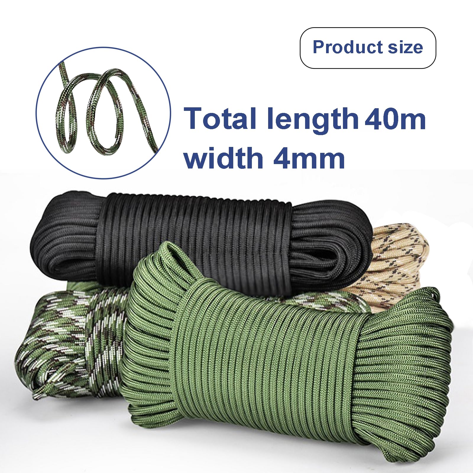 Paracorde Type Iii Paracorde Mil Spec Type III 4mm - 31m Nylon 7 Brins | Résistance 250kg Pour Camping, Survivalisme Et DIY Corde Camping Survie