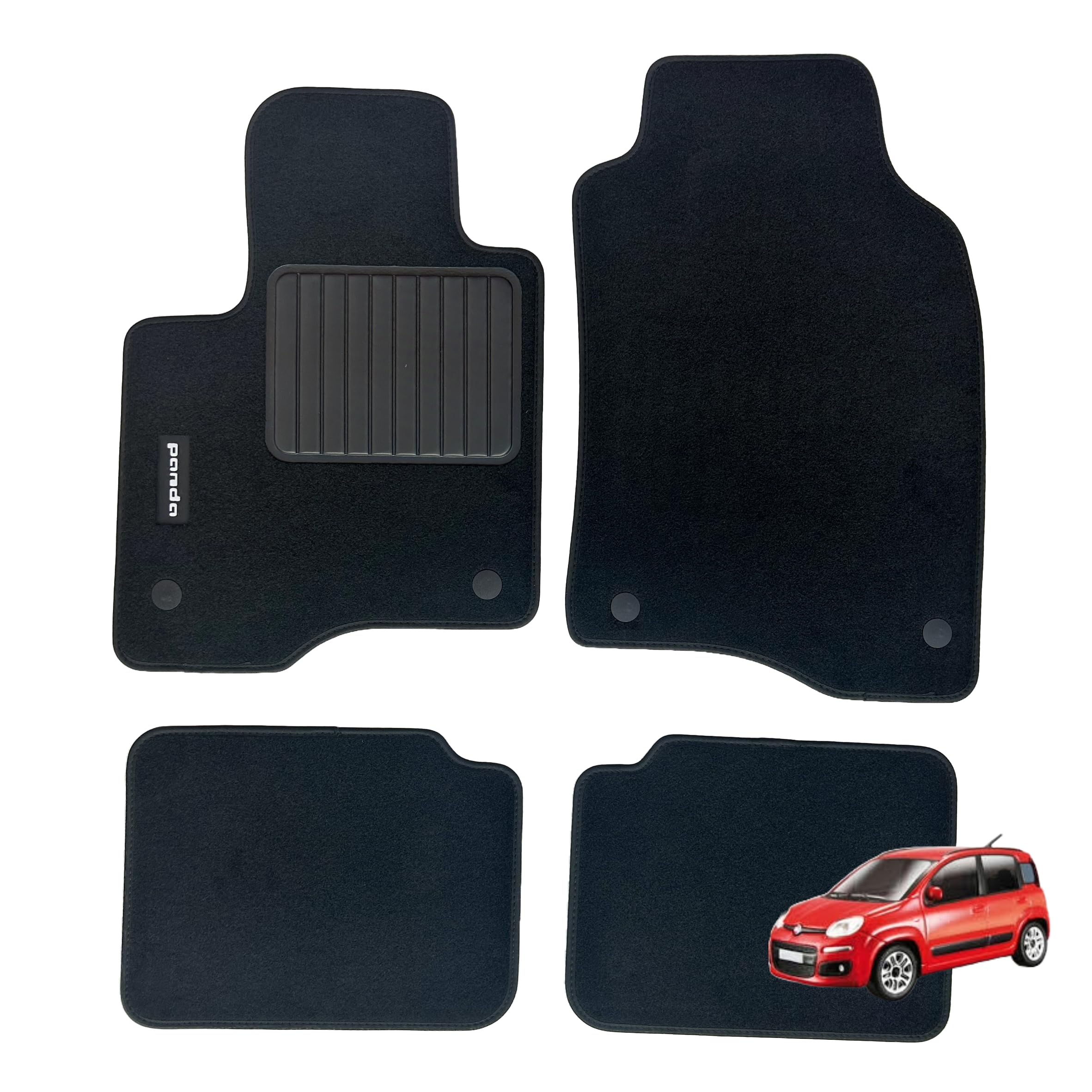 Tappetini Per Fiat Nuova Panda dal 2012, Con Logo Ricamato 2 Pin Di Sicurezza, Alta Qualità, Made In Italy.