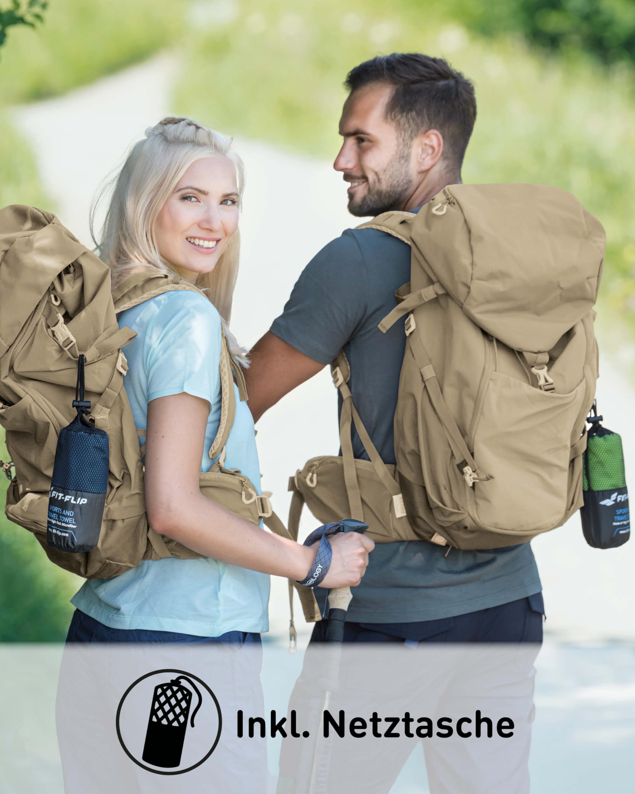 Fit-Flip Mikrofaser Handtuch - kompakte Microfaser Handtücher - ideal als Sporthandtuch, Reisehandtuch, Strandtuch - schnelltrocknend und leicht - Badetuch groß - Sport, Fitness, Sauna