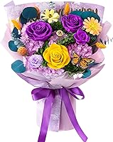 BeaulastingRoses Purple Preserved Roses Bouquet in Luxury Box - Eternal Forever Flowers for Valentine's Day, Birthday, Mother's Day Gifts for Women