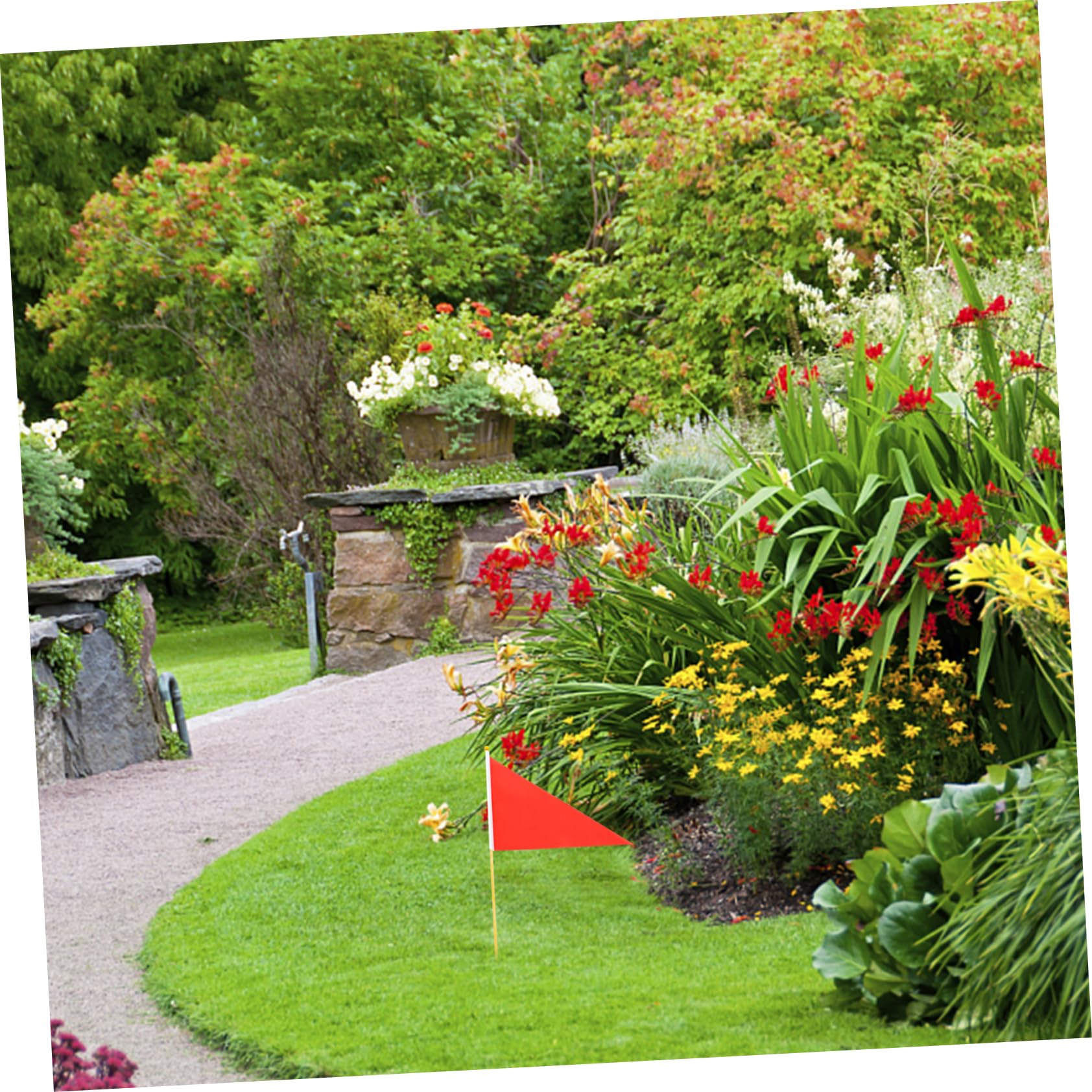 BCOATH 10pcs Landscape Marker Flags Sturdy Poles Red Ground Marking Flags for Surveying Construction Dog Training