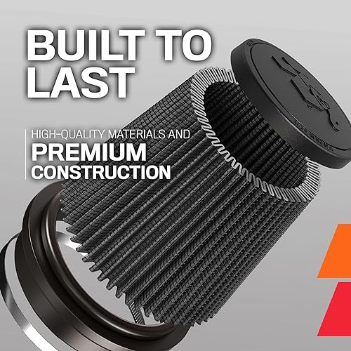 Miniatura 4 de K&N Filtro de aire universal con abrazadera alto rendimiento, premium, lavable, filtro de repuesto diámetro de brida 3 pulgadas, altura del filtro 6