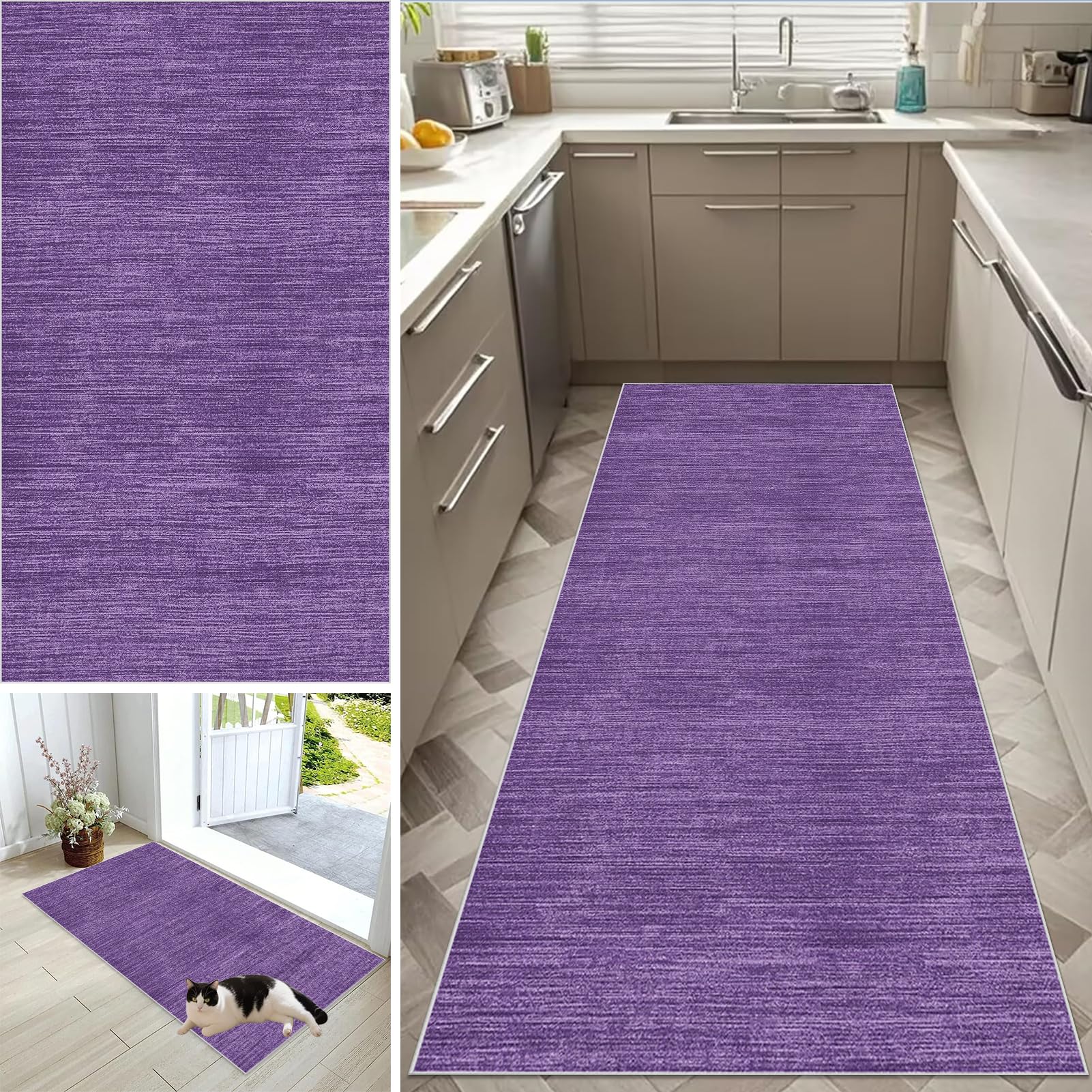 CXUEHNL Hallway Runner Rug Long Hall Runner Kitchen Rug Non Slip Washable Corridor Rugs Absorbent Floor Mat 60 x 400 cm Heavy Duty Narrow Carpet Runner for Kitchen Hallways Entryway Laundry Room — image 1