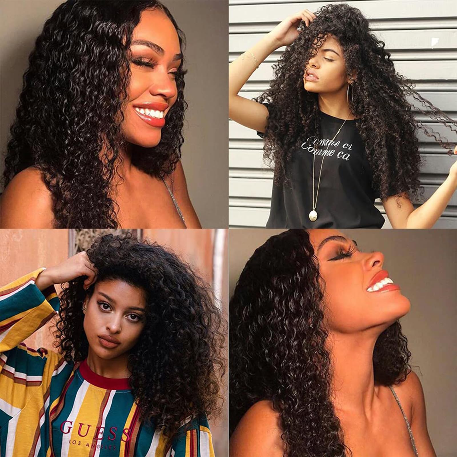 Extensiones Brasileñas de Pelo Natural Brasileño, Mechas Pelo rizado brasileño, 3 rizos 22 pulgadas extensión 150g