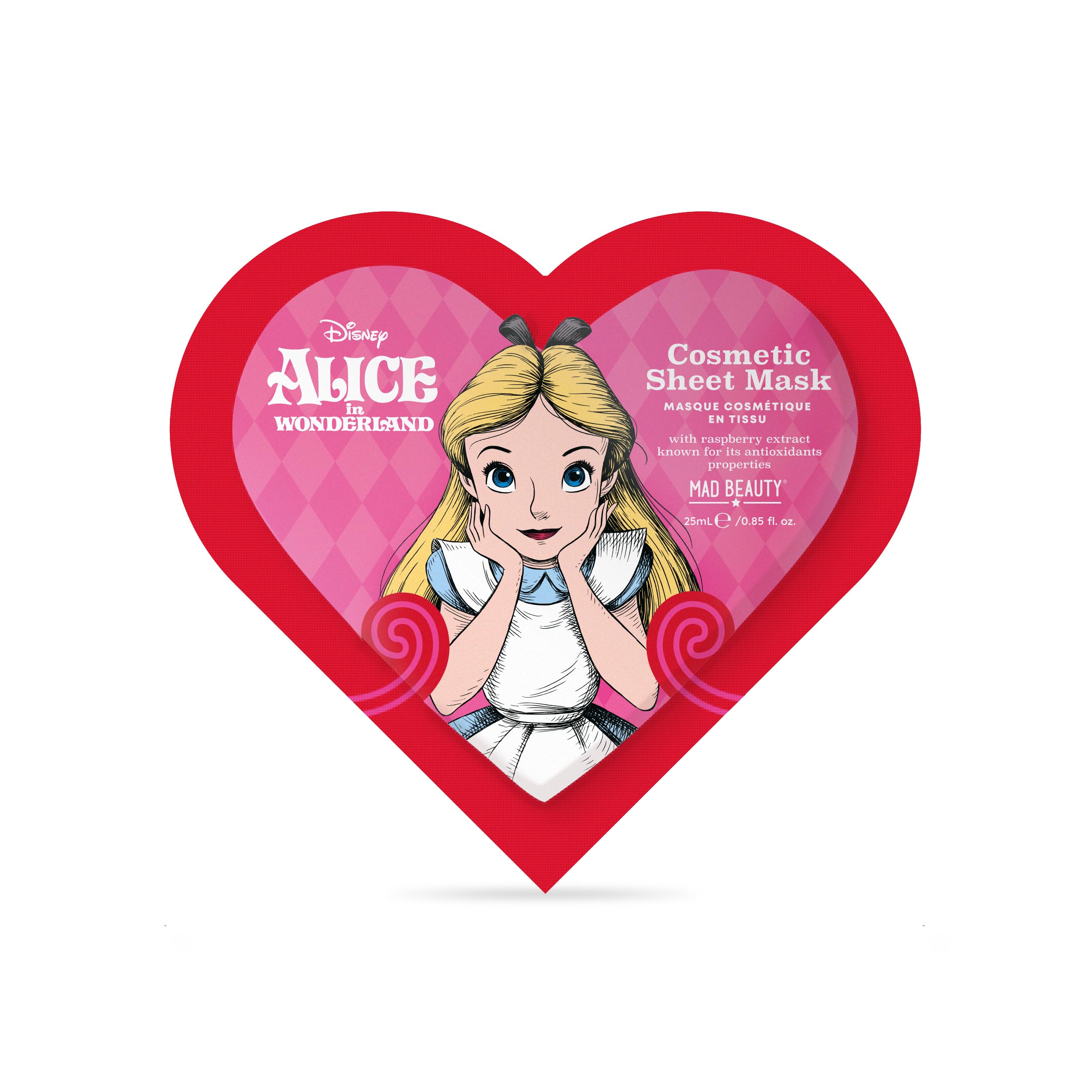 Mad Beauty Disney Alice in Wonderland Sheet Mask with Raspberry Extract, 25ml