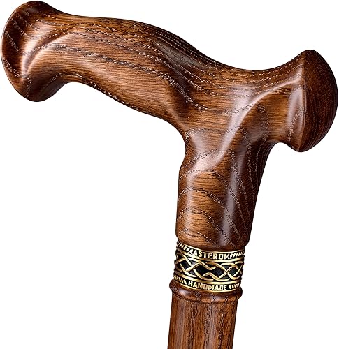 Bastón ergonómico de madera personalizado para hombres y mujeres, elegante bastón de madera de roble Vesper - Bastón de lujo