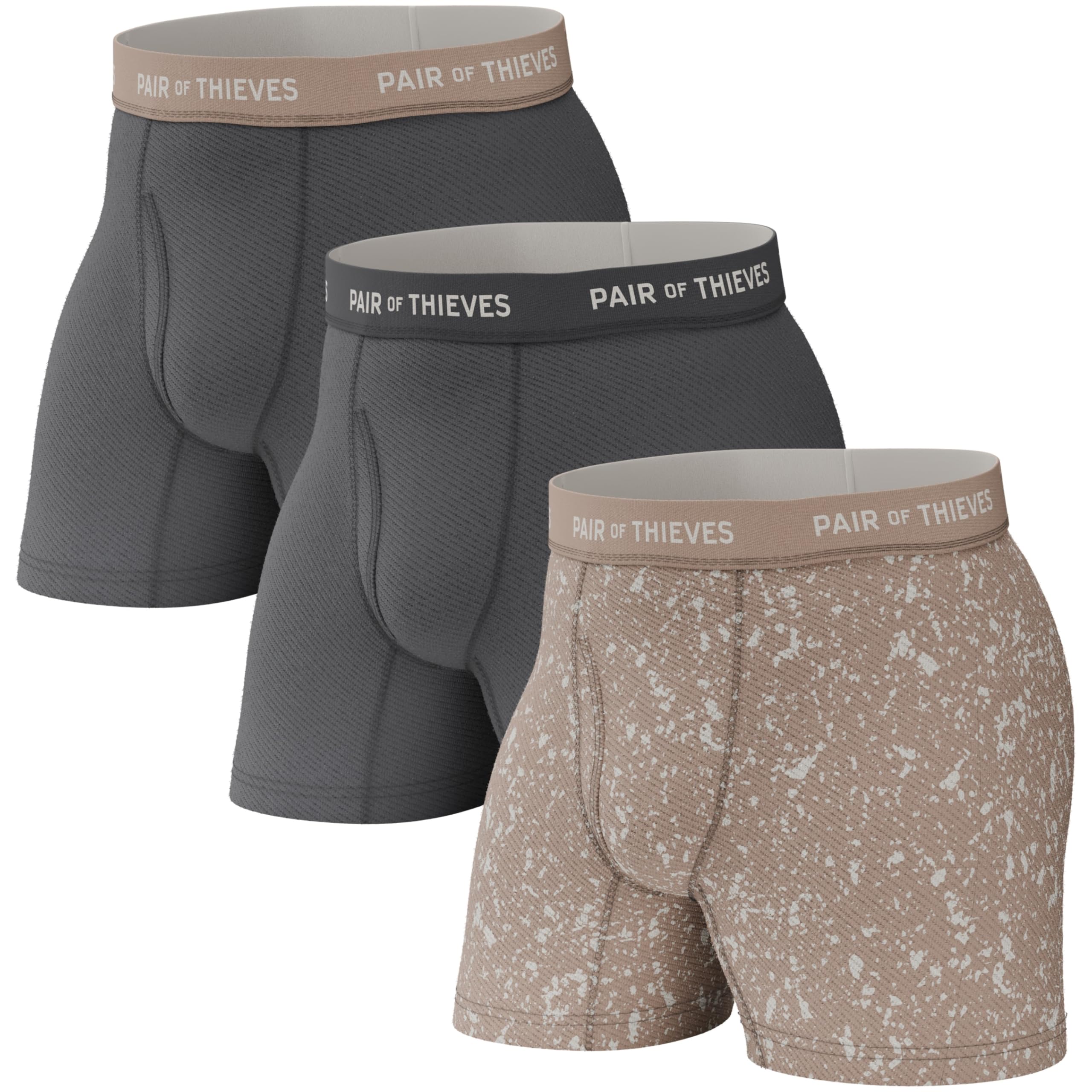 Pair of Thieves Super Fit Mens Boxer Briefs 3 Pack Natural Small