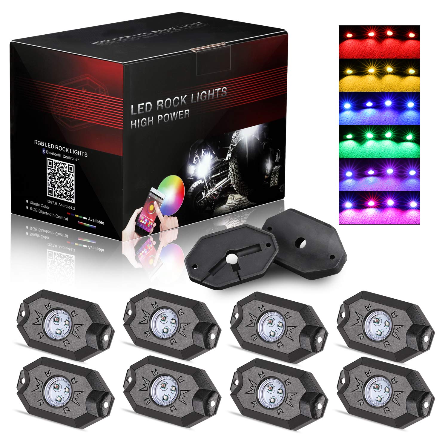 Buy RGB Rock Light 8 Pods, AKD Part Under Truck LED Rock Light with
