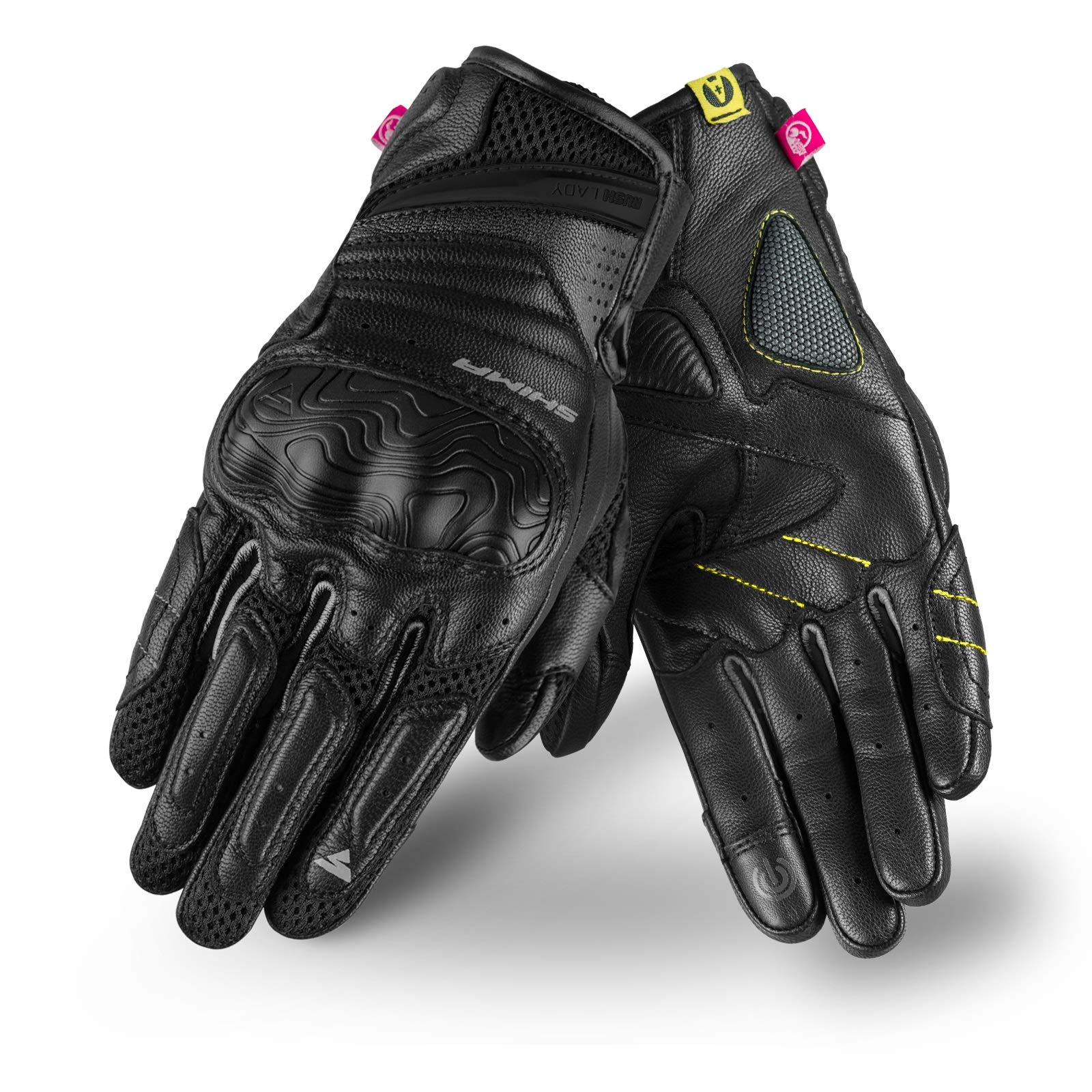 SHIMA RUSH Motorradhandschuhe - Atmungsaktive, Verstärkte, Stadt, Sommer, Touchscreen Handschuhe mit Knöchelprotektor, Handgelenk und Finger Aufpralldämpfer (Damen, Schwarz, S)
