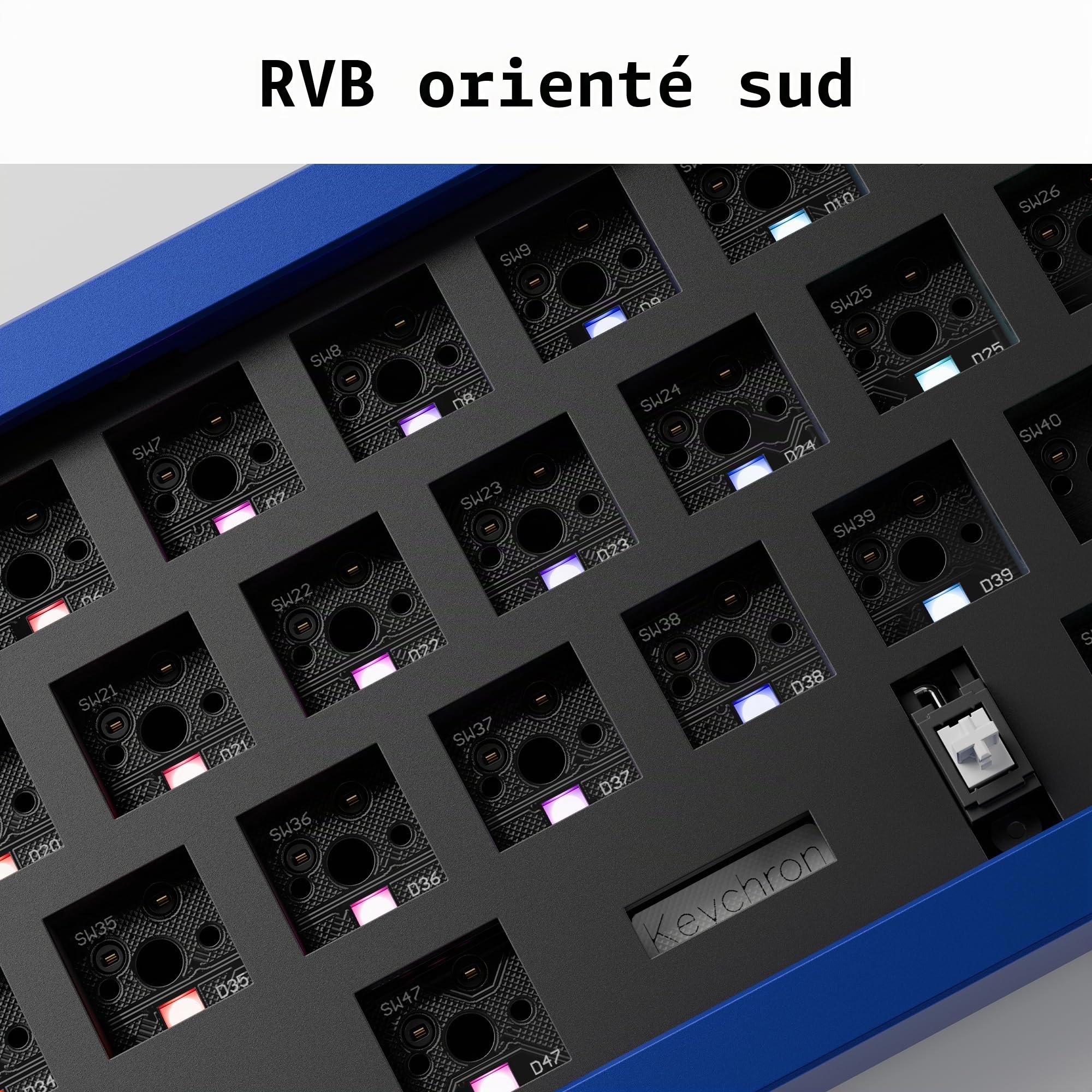 Keychron Q9 Kit de Clavier Mécanique DIY 53 Touches, Barebone ISO en Aluminium Usiné CNC, Programmable QMK, RGB, Switches 3/5 Broches, Kit Barebone Gaming à Monter Soi-même pour Win/Mac - Bleu