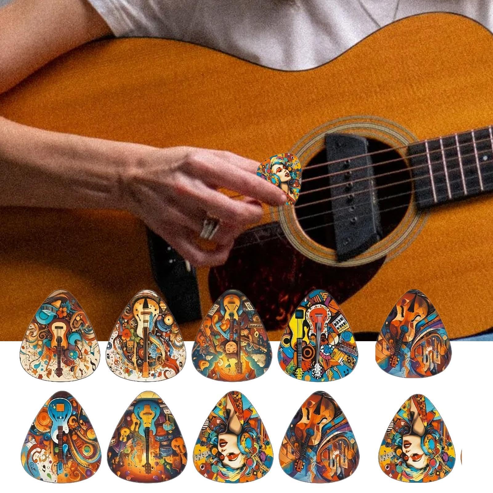 Plettri Chitarra 15 Pezzi Celluloide Colorata Chitarre Elettriche - Foto 9