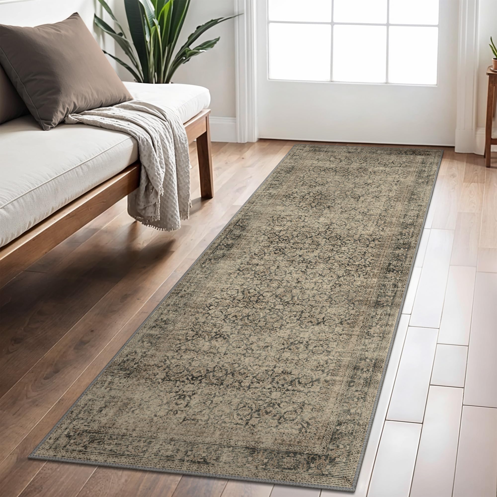 BEIMO Boho Teppich Wohnzimmer Schlafzimmer Vintage Waschbare Teppich Kurzflor rutschfest Teppiche für Küche 60X150CM