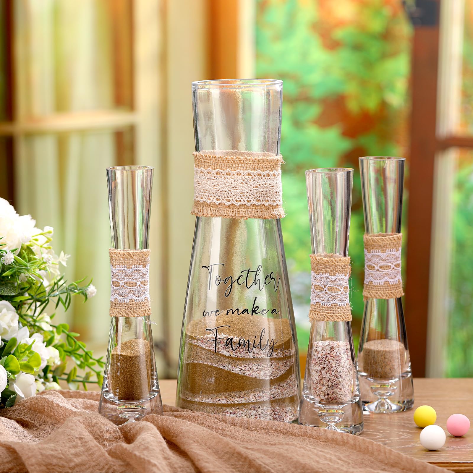 Irenare Unity Sand für Hochzeitszeremonie, Set mit Vase, Sand, Korkstopfen für Hochzeiten, Verlobungen, Jubiläen (rustikal)
