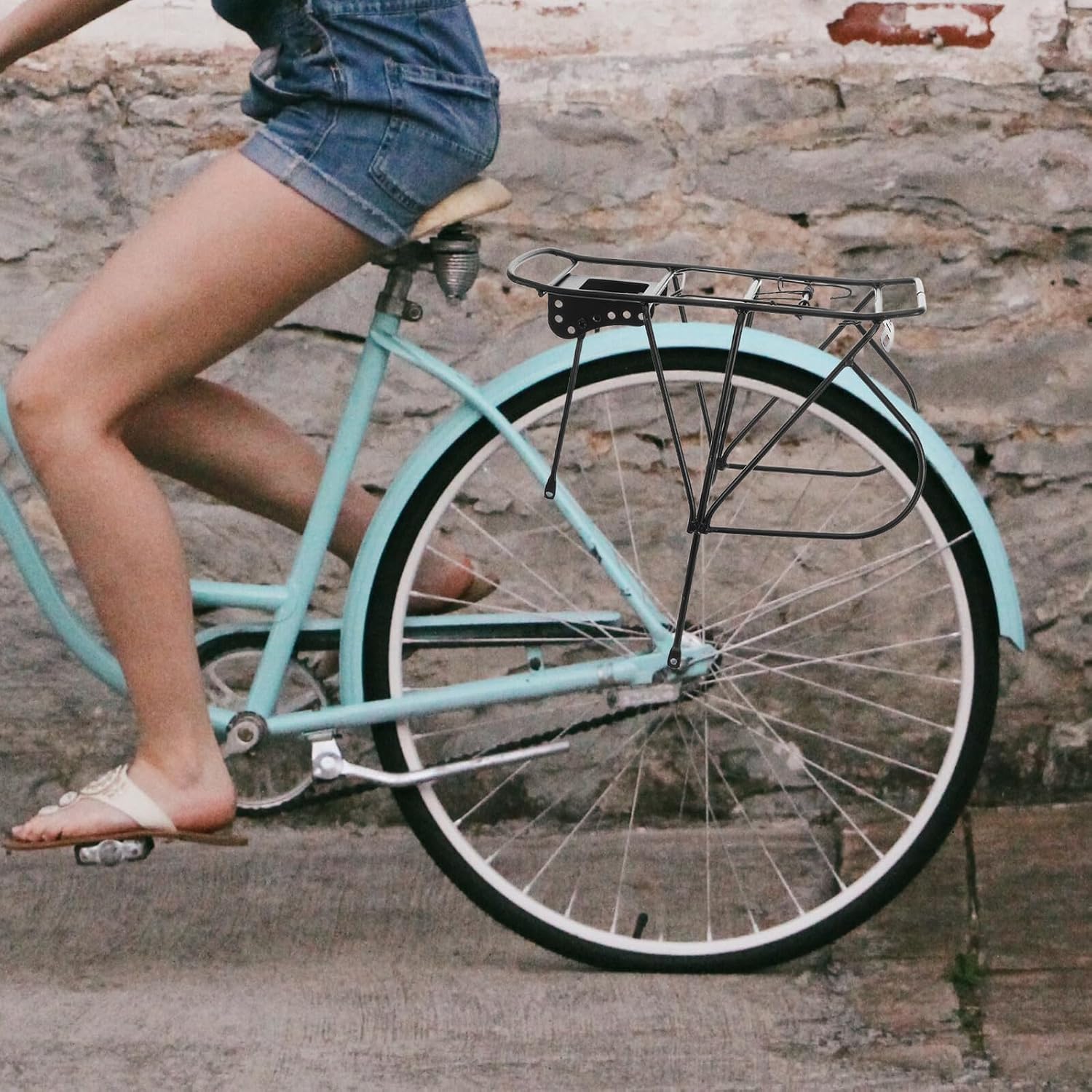 PRETYZOOM Adjustable Solid Rear Bike Rack Cargo Carrier with Reinforced Frame, Back Bicycle Shelf for Mountain Bikes, Passenger and Luggage Carrier with U-Shaped Screw Mount, 1pcs