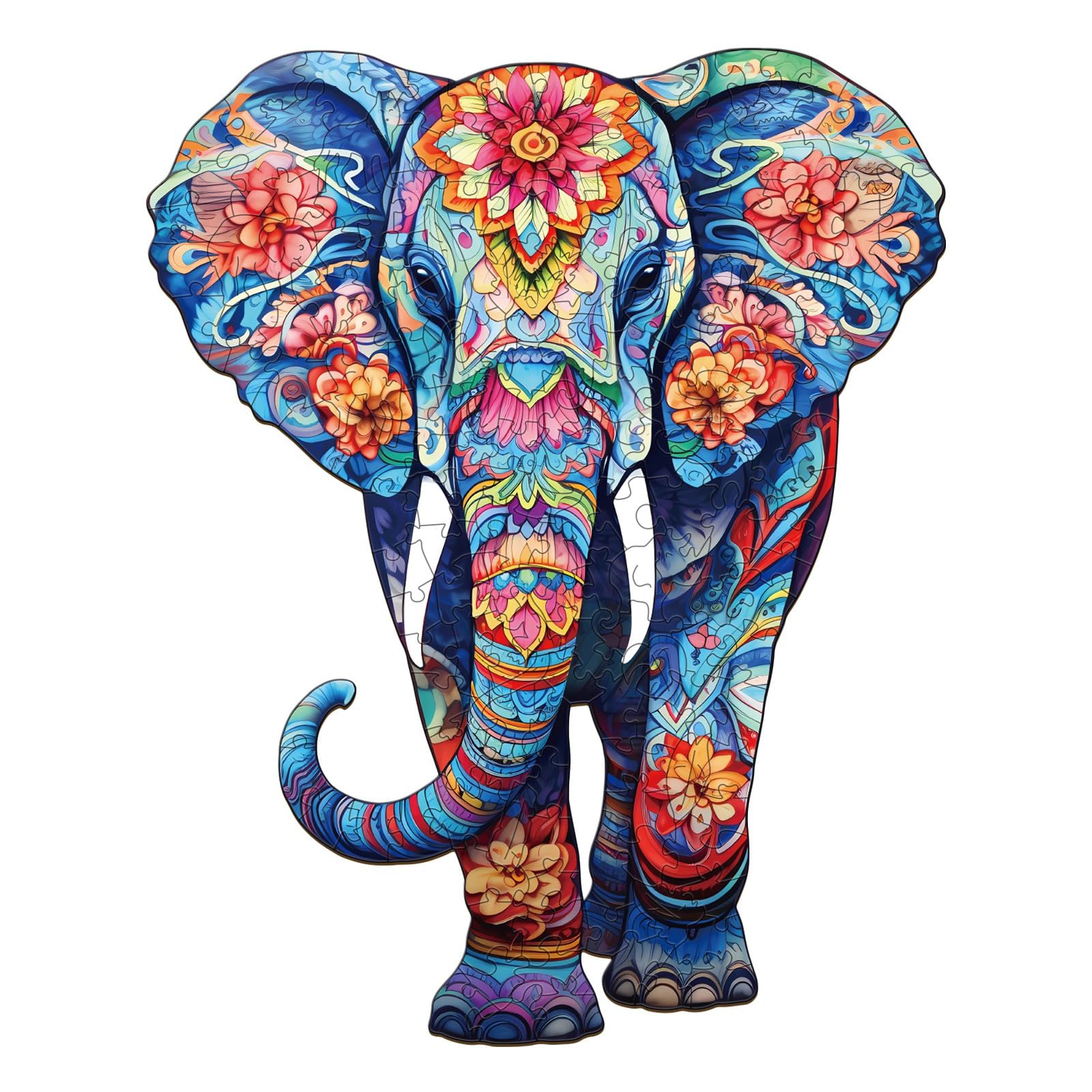 Puzzle in Legno per Adulti - 210 Pezzi, Elefante, 27,3 x 34 cm - Irregolare e Unico, a Forma di Animale - Con Confezione Regalo