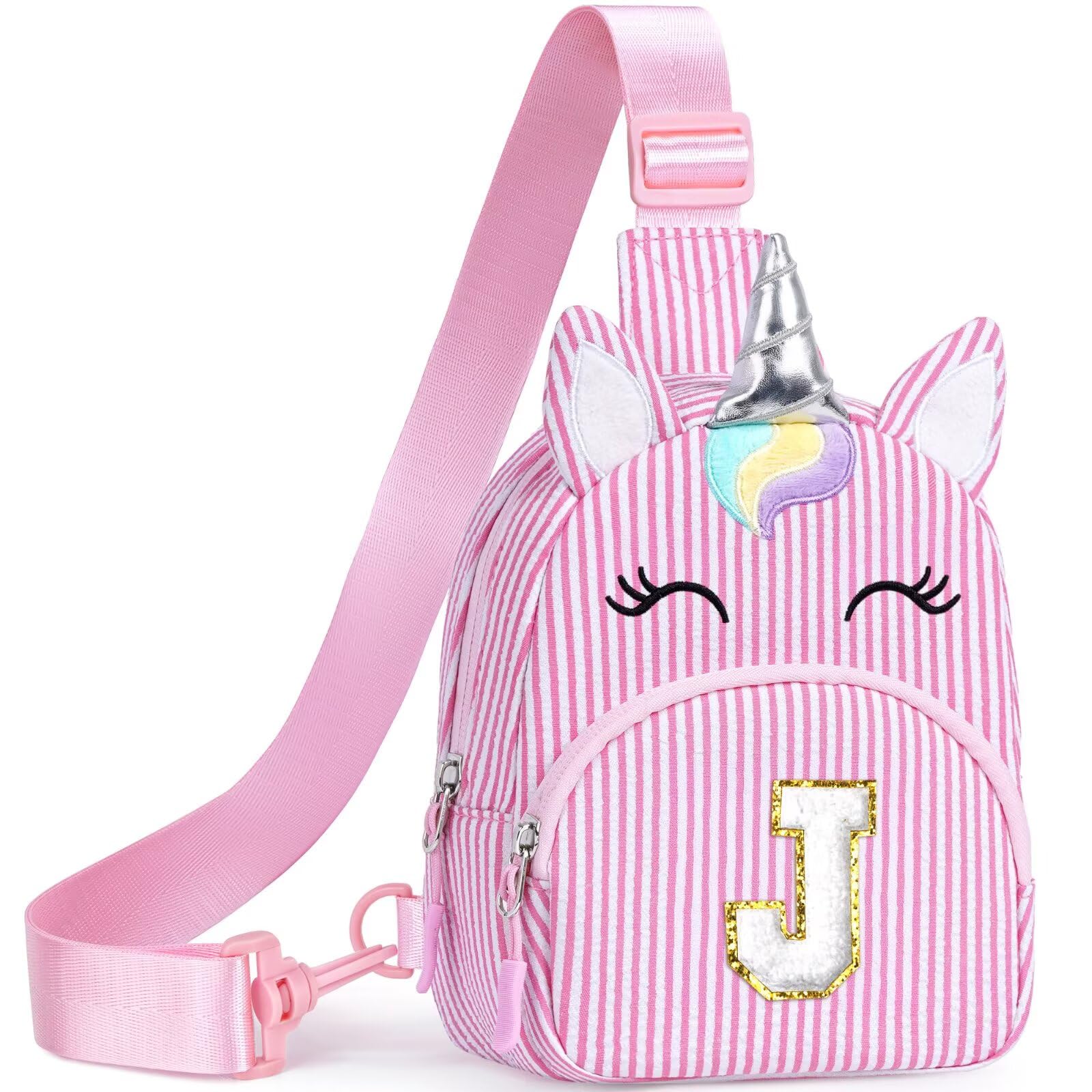 YOOLIFE Buchstaben Umhängetasche Kinder Mädchen Einhorn - Geschenk Mädchen 3 4 5 6 7 8 9 10 11 12 13 14 15 Jahre, Personalisiert Teenager Einhorn Gürteltasche Geschenke für Frauen Freund Schwester