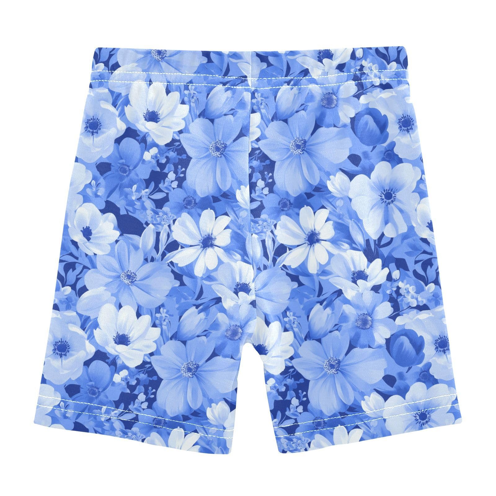 Sletend Blue Floral Soft Cotton Girls' Shorts Lightweight Elastic Waist Shorts for Summer Fun Ideal for Layering or Daily Outfits Available in 4T to 10Y