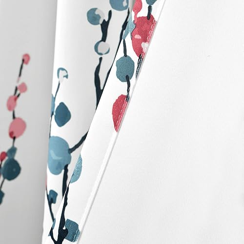 Miniatura 3 de Lush Decor Mirabelle - Par de paneles de cortinas para ventana con filtro de luz floral, 95 pulgadas de largo x 52 pulgadas de ancho, azul y coral