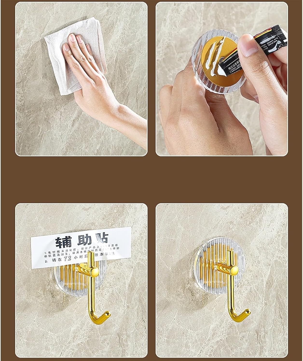 Decorative Hook 2 Pcs Acrylic Punch Free Adhesive Hook, Bathroom Living Room Kitchen Wall Decoration, Hanging Clothes Behind The Door(Silver)