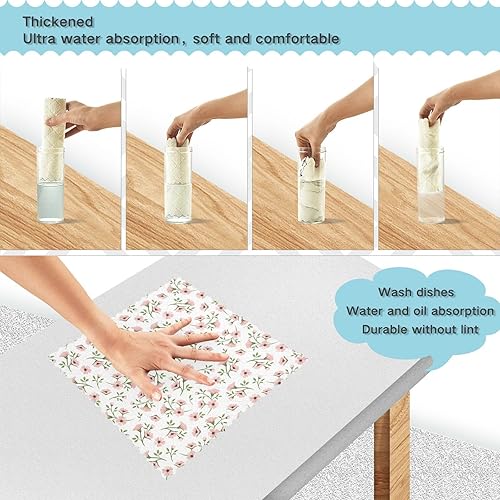 Miniatura 3 de Spring Floral Small Set of 6 Fast Drying Microfiber Cleaning Towels Kitchen Decor Cotton Microfiber Towel Reusable for Countertop Sink