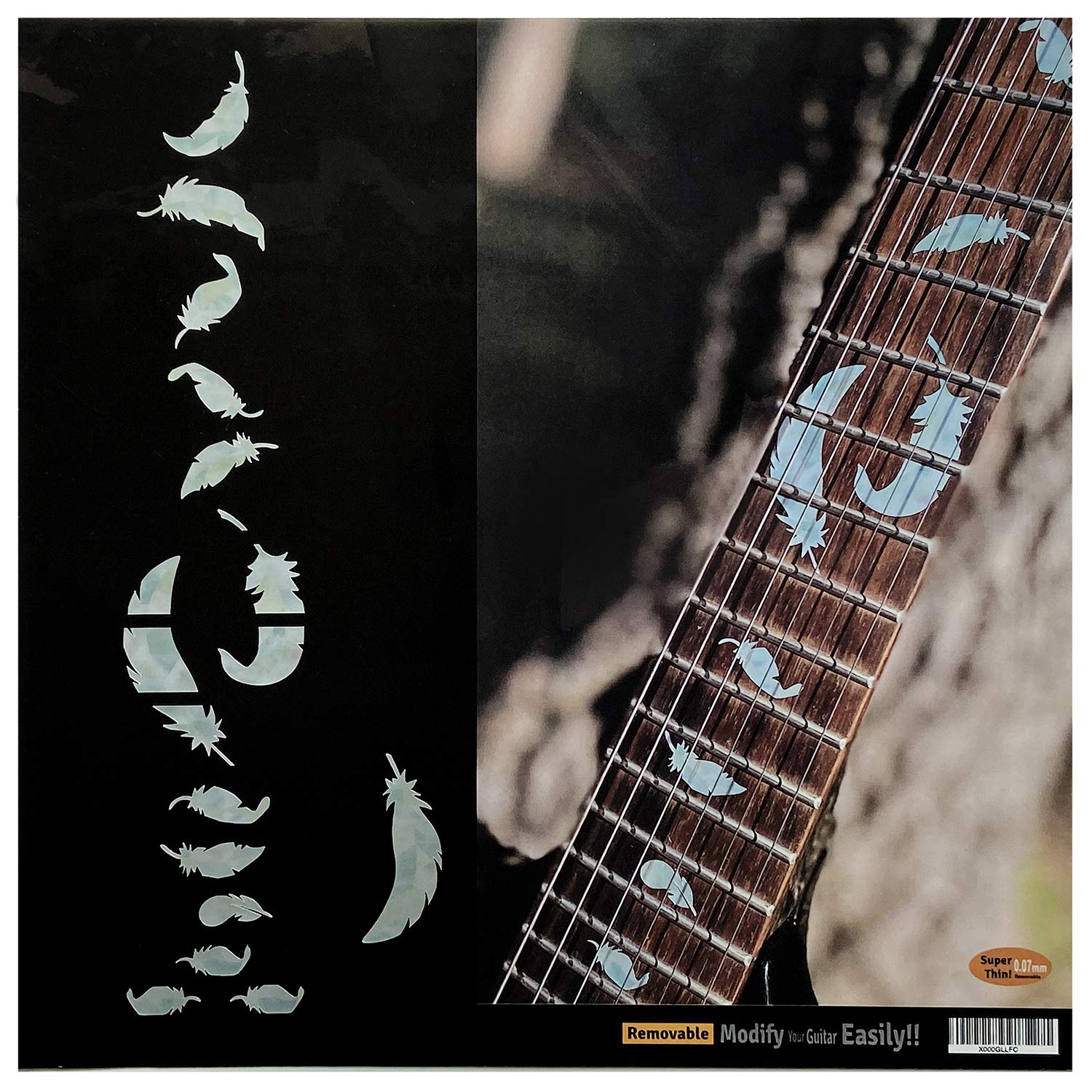 Inlaystickers Flight Feathers - Fret Markers for Guitars (White Pearl) F-320FF-WT