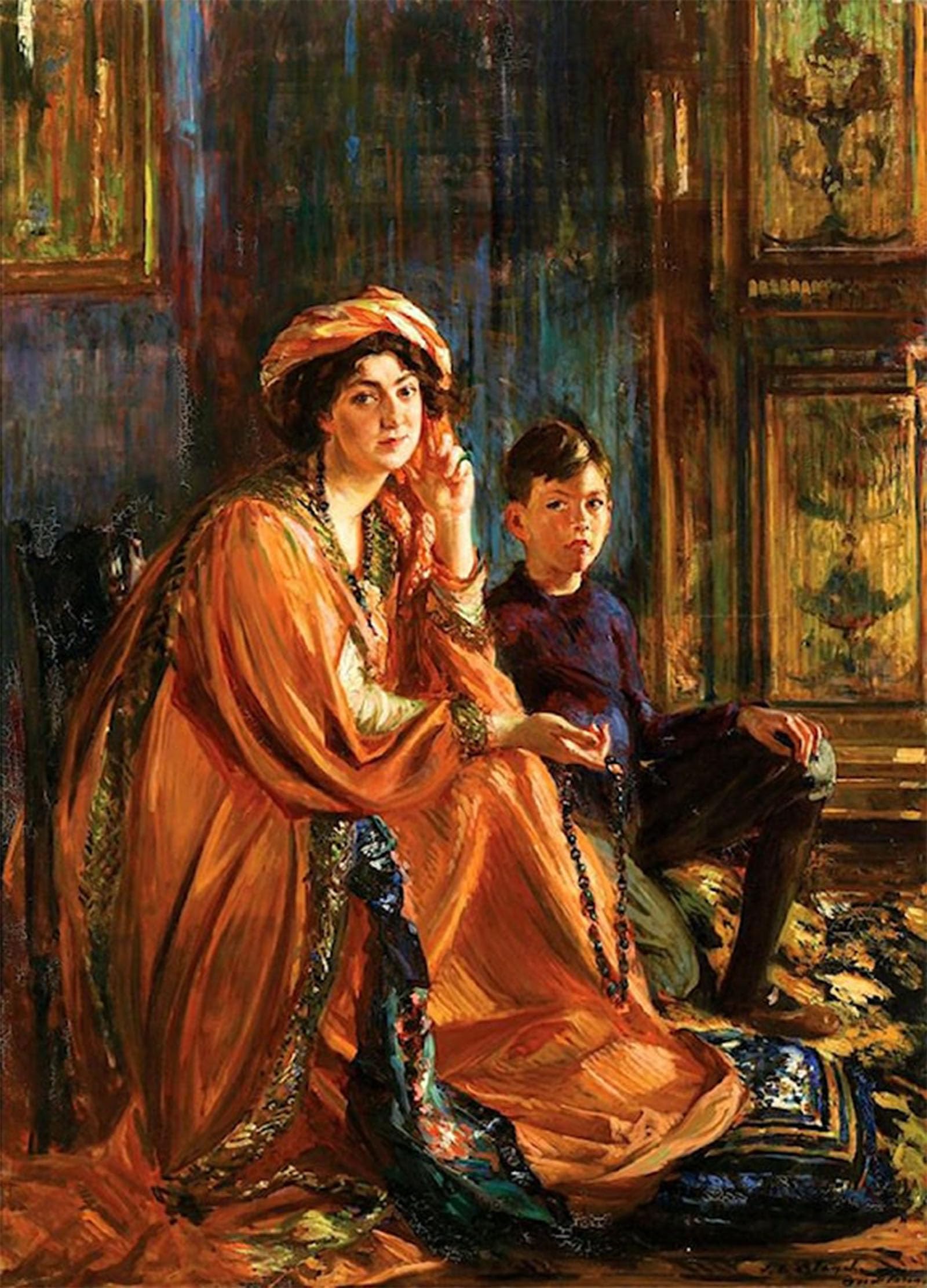 ARTXLXXBN Famous Prints Artwork Pictures Poster Painting Art Portrait of Mabel and Son by Jacques Emile Blanche Artwork Landscape Pictures for Home Decor 60x90cm
