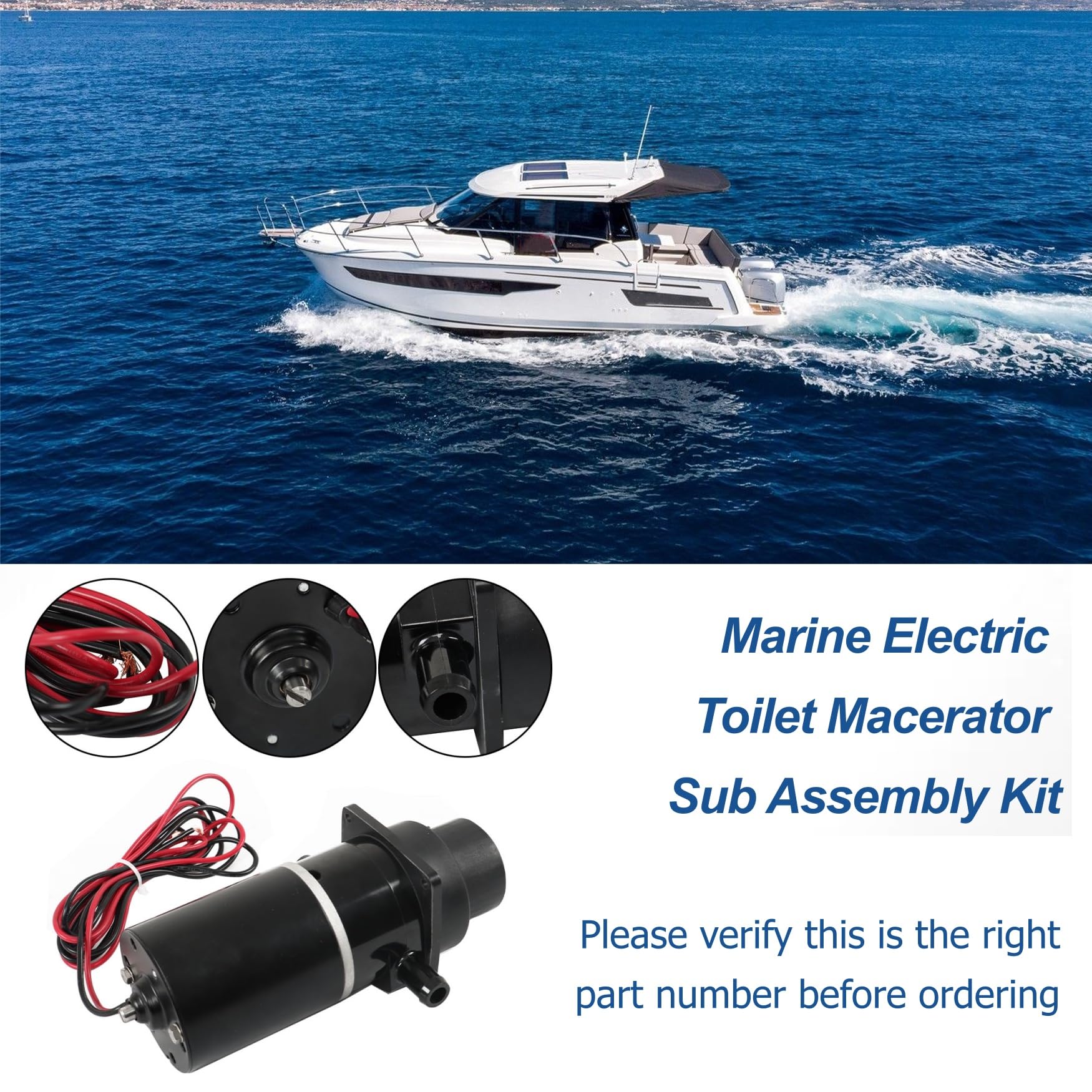 WFLNHB Kit de submontaje de macerador de inodoro eléctrico marino de repuesto para Jabsco 37010-Series 12 voltios 37041-0010
