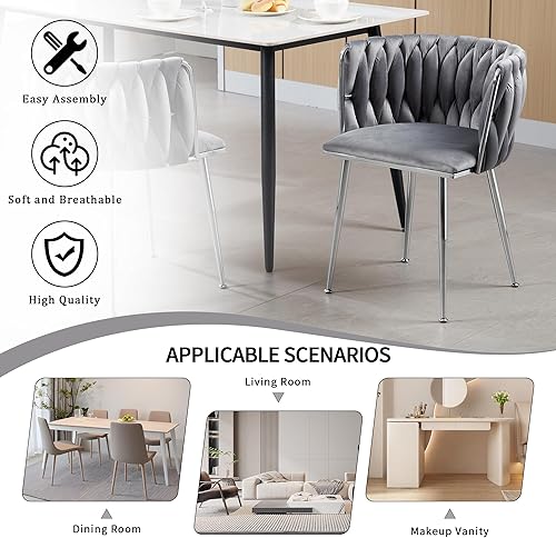 Miniatura 20 de Juego de 2 sillas de comedor de terciopelo morado, sillas tapizadas para cocina y comedor, sillas de lujo para ocio, sillas de acento modernas,