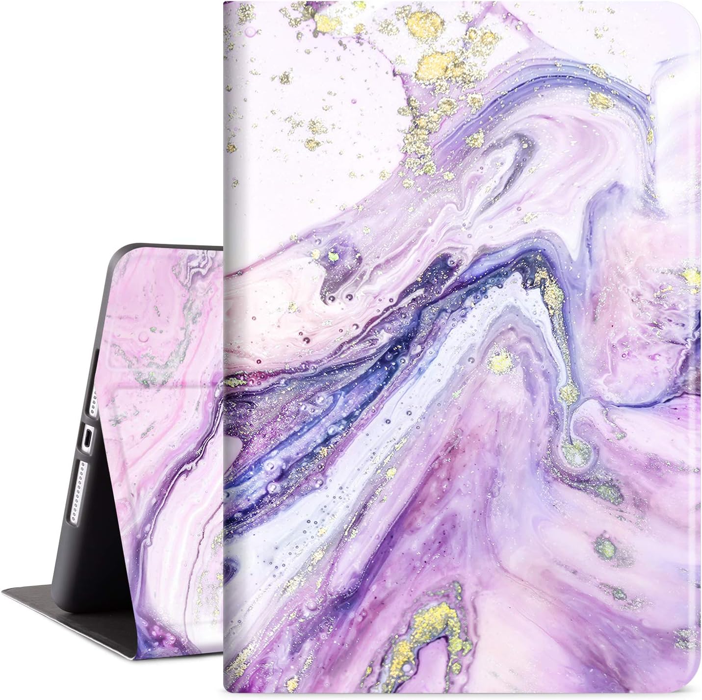 Vimorco Slim Case for iPad 9th 8th 7th Generation 10.2 Inch 2021 2020 2019, for iPad 10.2 Case Hybrid Shockproof Protector Cover for iPad 7/8/9 Gen Adjustable Stand Auto Wake/Sleep, Purple Quicksand