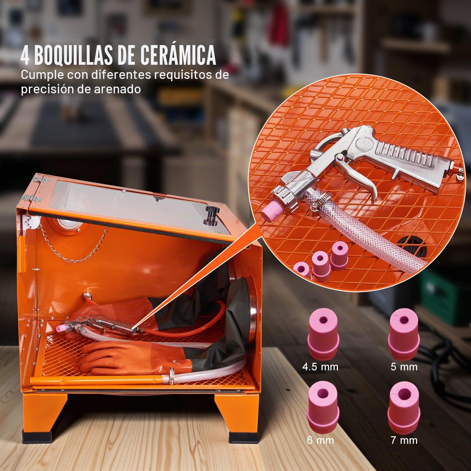 VEVOR Gabinete de chorro de arena, gabinete de chorro de arena portátil de 25 galones de 40 a 120 PSI, chorro de arena de acero resistente con pistola de chorro de arena y 4 boquillas de cerámica