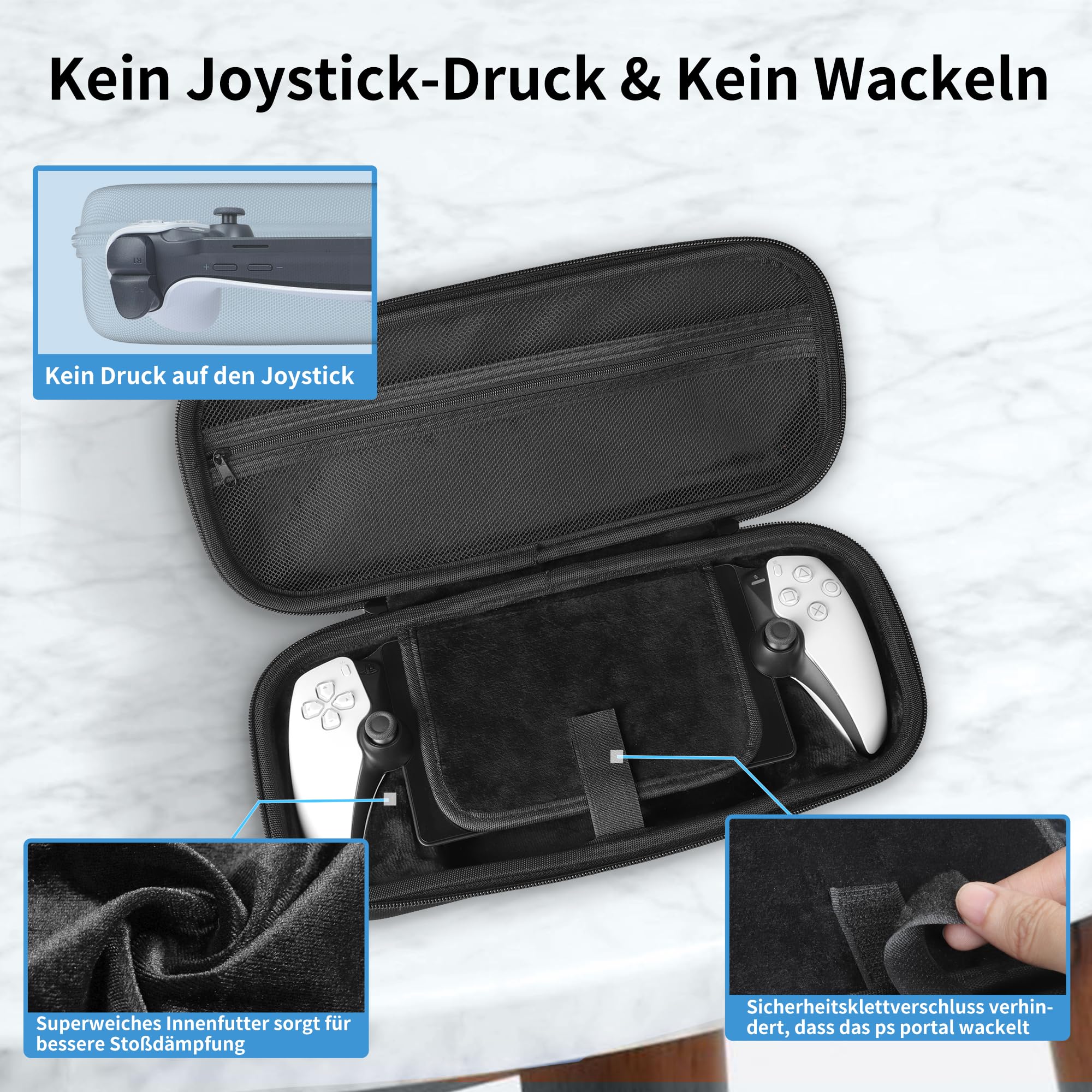 Kuject Custodia portatile per PlayStation Portal, con 2 pellicole protettive per lo schermo e 1 custodia protettiva in silicone a corpo intero, accessori per PS5 Portal Remote Player, fornisce
