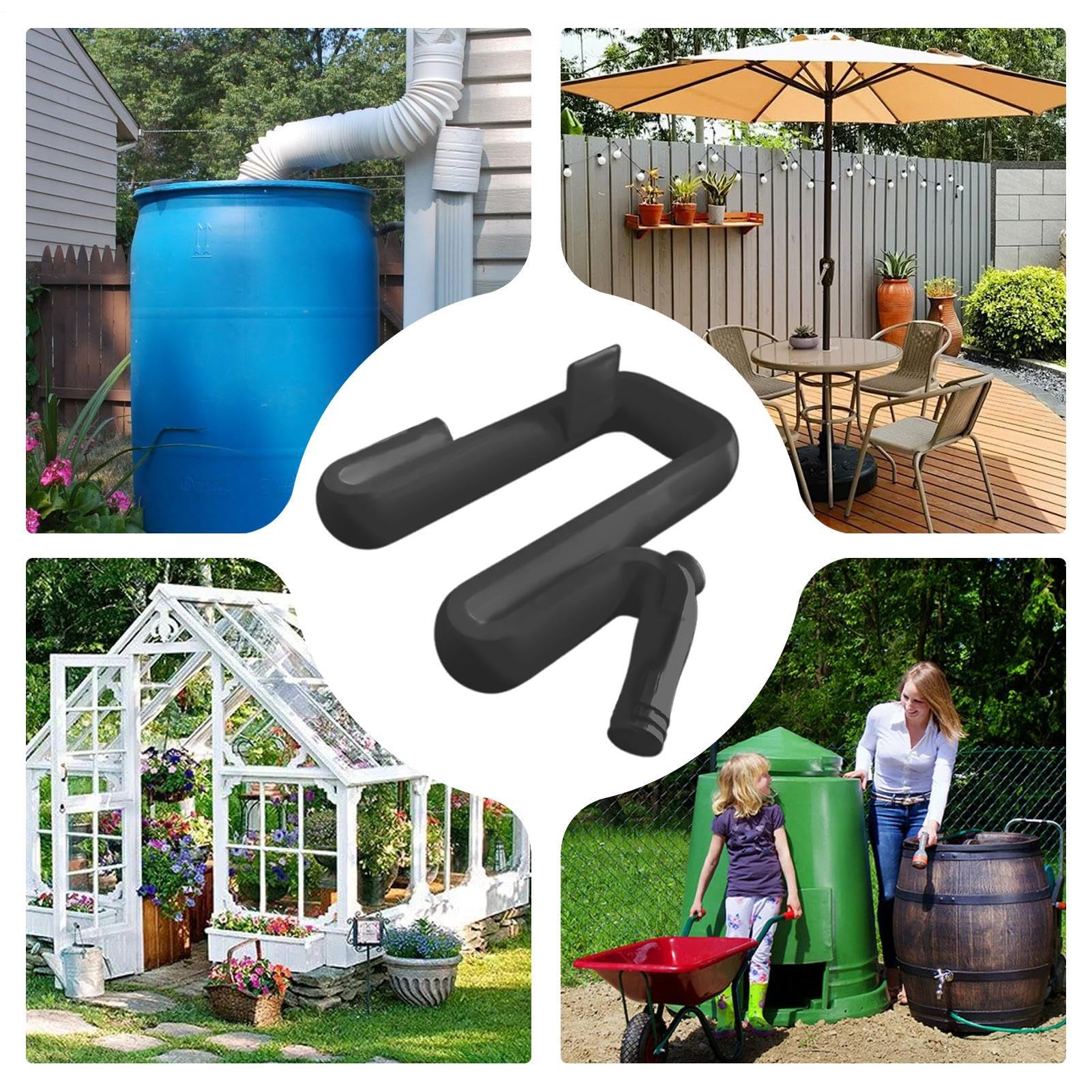 Tubo de desbordamiento de cubo: manguera de drenaje de agua que ahorra espacio para autocaravana, hogar, baño, jardín, patio trasero y balcón, solución de desbordamiento fácil de instalar para cubos