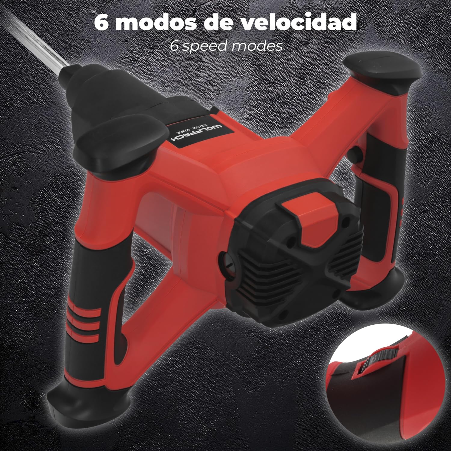 WOLFPACK LINEA PROFESIONAL Mezclador Electrico 1800 Watt 6 Velocidades Con Variador de Potencia