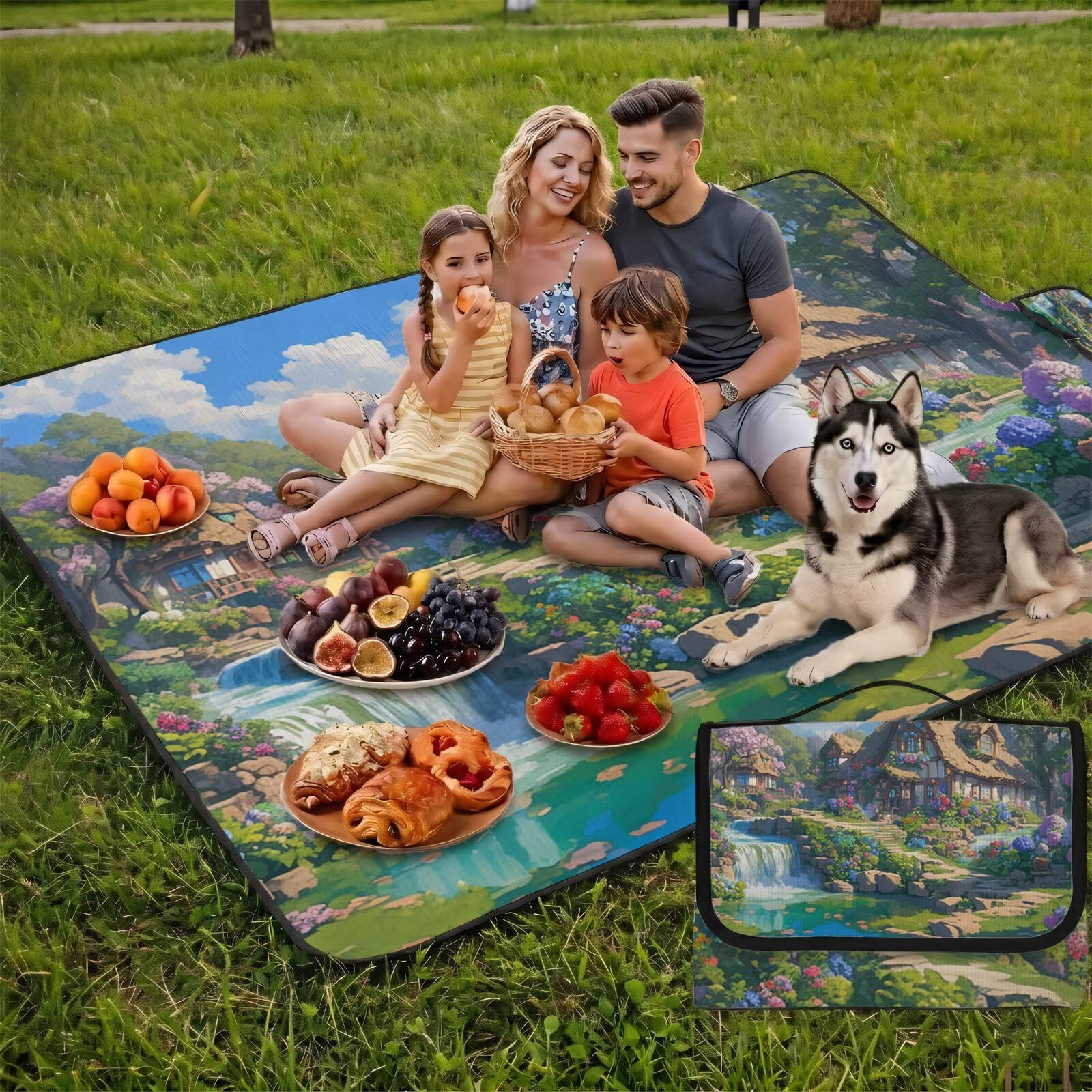Coperta de Picnic 150x200 cm, Giardino Manta Picnic Impermeable Anti-Sabbia Manta de Playa Pieghevole, Outdoor Picnic Blanket per Spiaggia, Camping, Giardino, Trekking - fattoria FZ-63