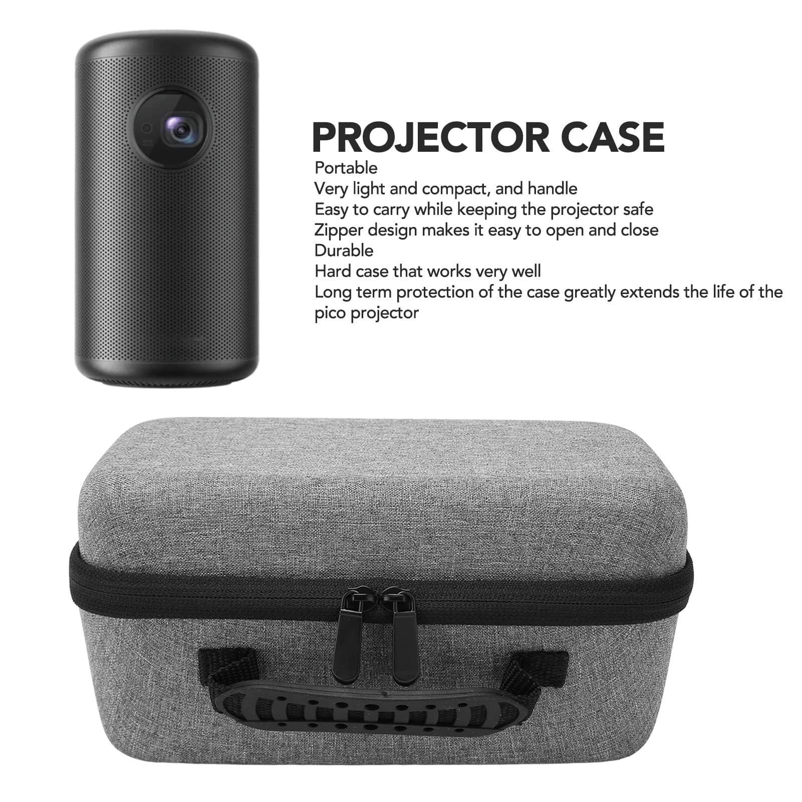 Capsule 3 Lasers 1080P Grey Projector Carrying Case, EVA Hard Travel Storage Bag - Durable Waterproof Shakeproof Portable Mini Projector Bag