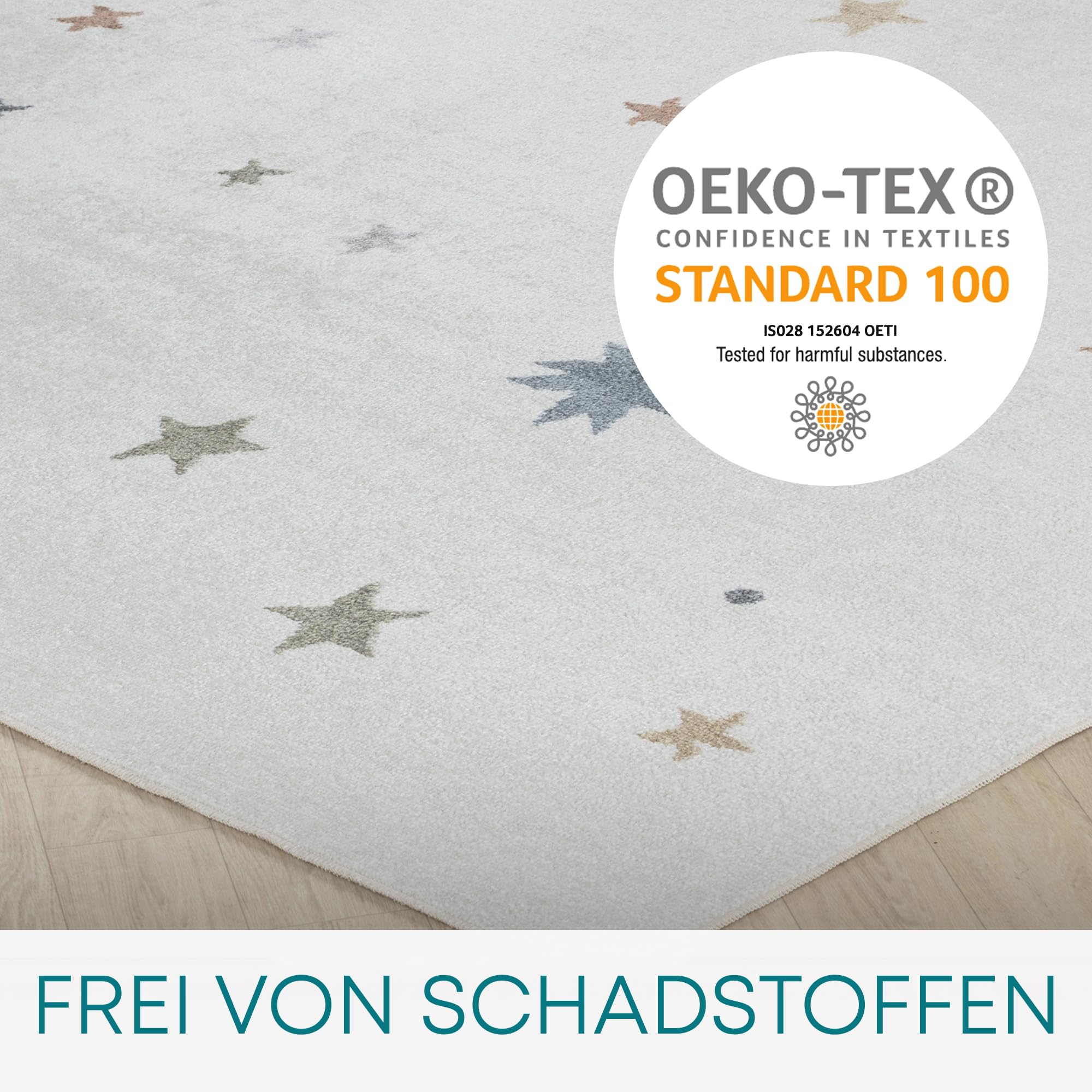 Livabliss Stelle Tappeto Bambini Tappeto Bambino Cameretta, Asilo o Sala Giochi, Tappeti per l'area della stanza dei Bambini, Accessori per Camera da Letto dei Bebè, Crema 120x170 cm