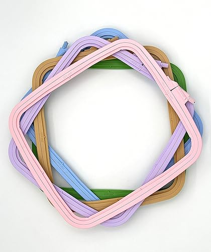 Miniatura 2 de Nurge 5 aros cuadrados grandes de plástico para bordar, aro de costura cruzada, aro de aguja perforadora, multicolor