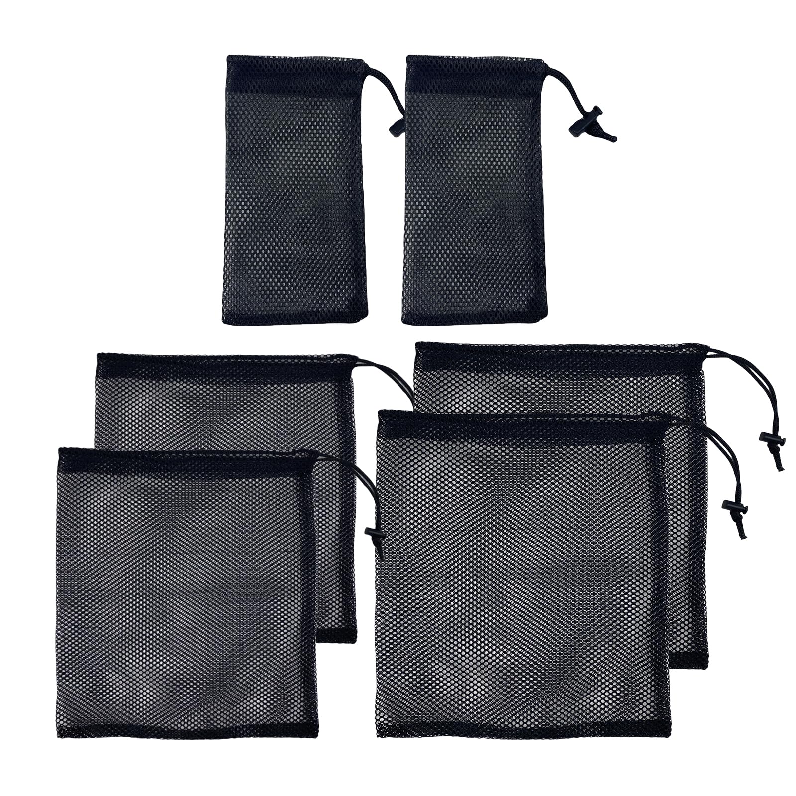 Pack of 6 Mesh Bag, Sports Equipment Mesh Bag with Drawstring Mesh Bag, Black Nylon Mesh Bag for Travel, Cosmetics, Sports Accessories, for Storing Goods and Toys, Drawstring Packing Bag Mesh Bag,