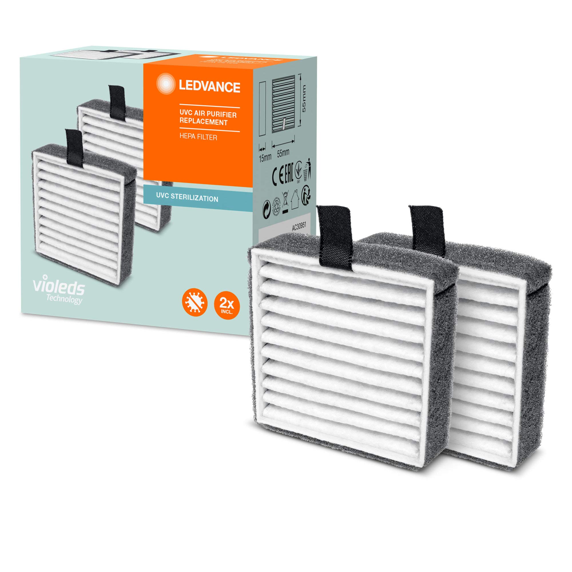 HEPA H13 Replacement Filter for The UVC Air Purifier, Double Pack with 2 HEPA Filter