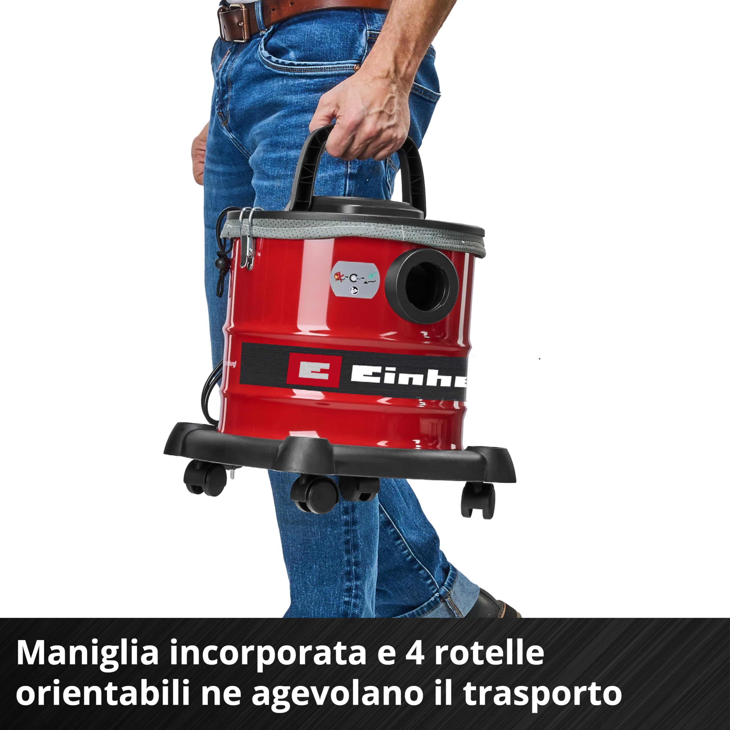 Aspiracenere Einhell TC-AV 2032 DW (850 W, potenza di aspirazione 175 mbar, serbatoio di raccolta 20 L, filtro a pieghe, prefiltro per polveri sottili, funzione soffiaggio, flessibile 1,2 m, cavo 2 m)